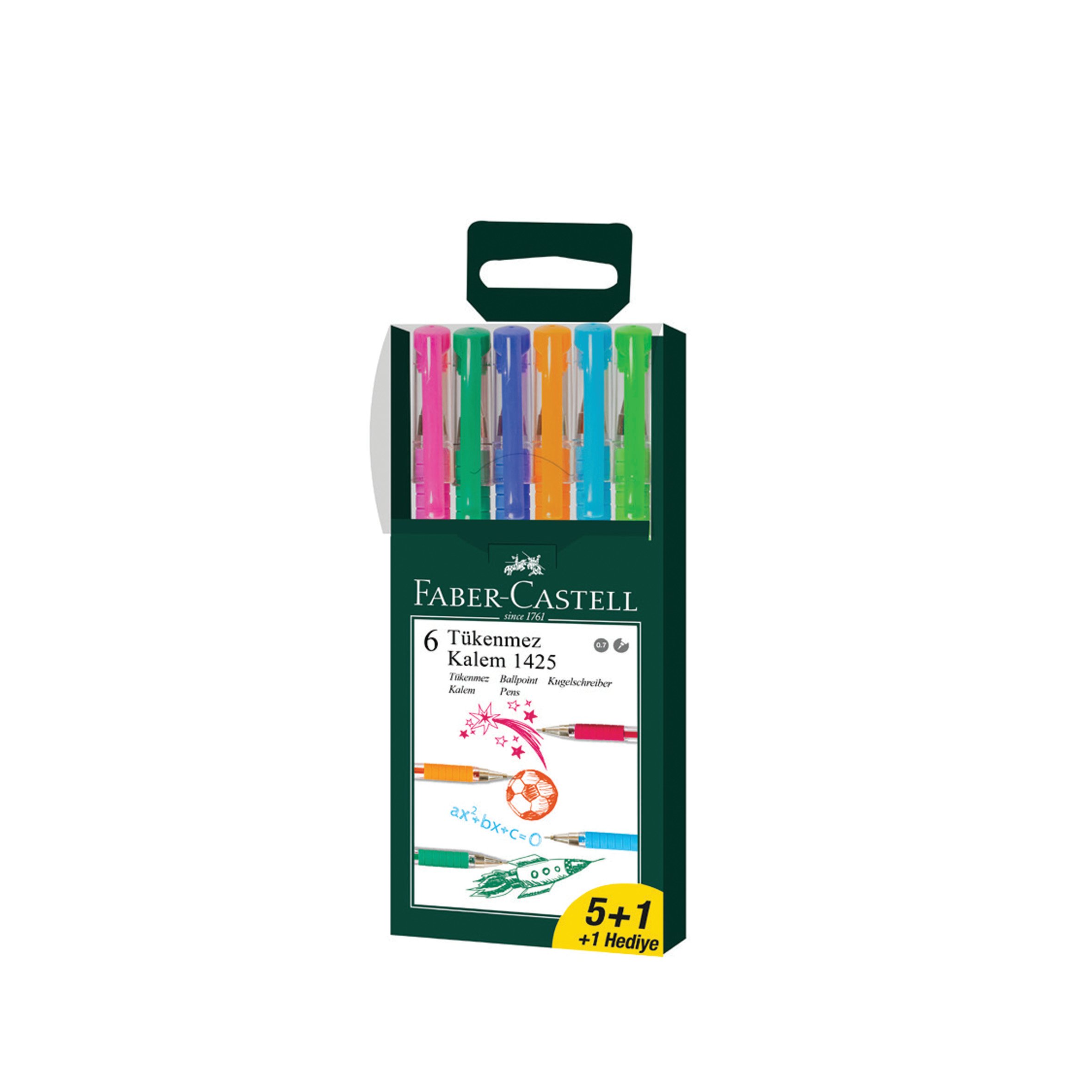 Faber-Castell Tükenmez kalem 6 renk-1425