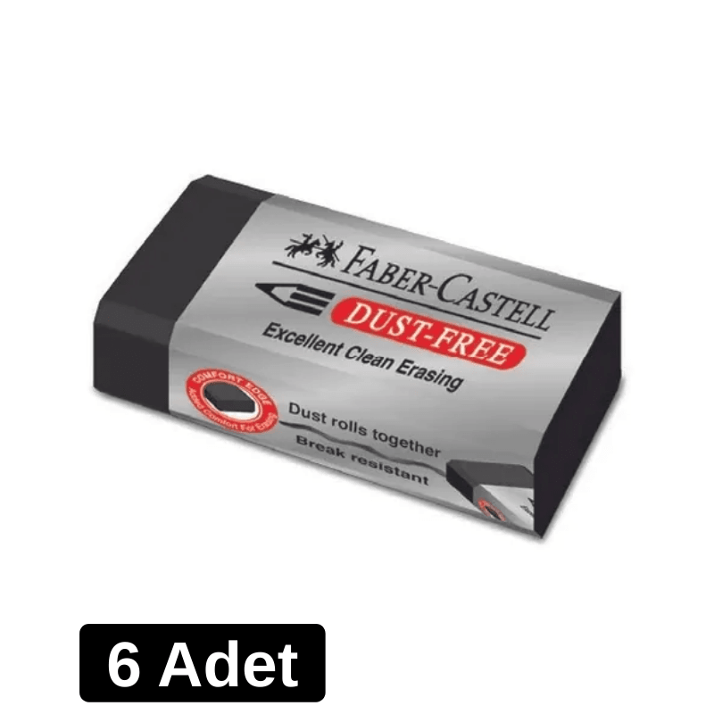 Faber-Castell Silgi Siyah Dust-Free Orta Boy - 6 Adet