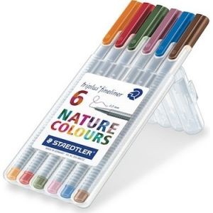 Steadtler Fineliner Triplus 0.3 mm Üçgen Doğal Renkler 6 lı Kalem Seti / SB6CS1