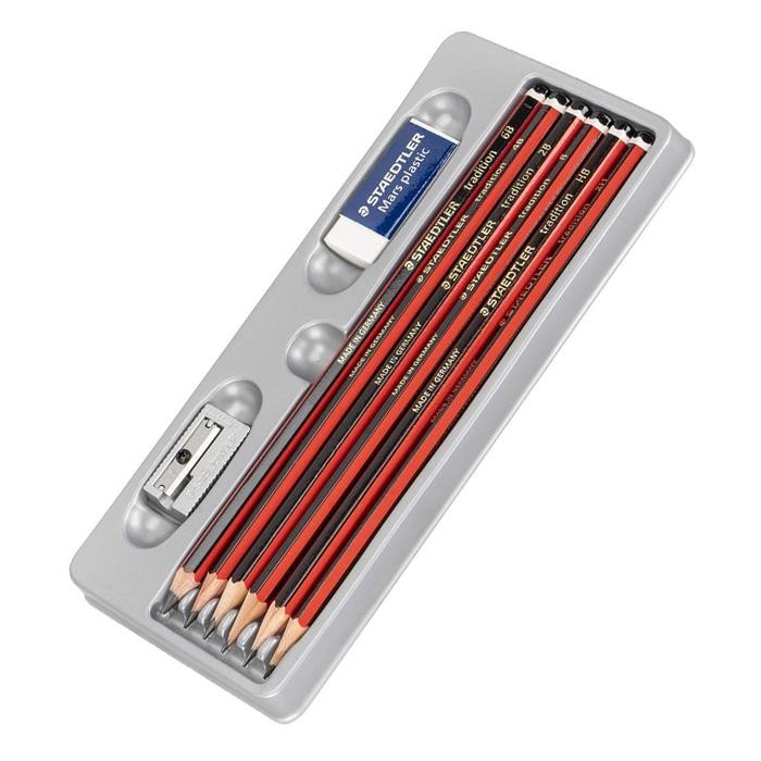 Staedtler Dereceli Resim Kalem Seti 6'lı Mars Tradition (2B-4B-6B-B-HB-2H +Silgi+Kalemtraş)