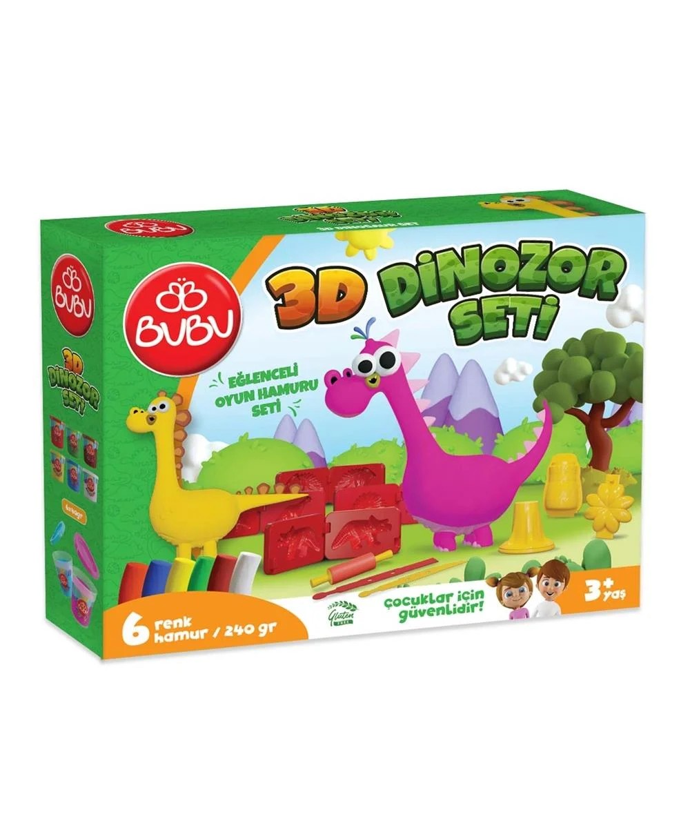 Bu-bu Oyun Hamuru Seti 6 Renk 3D Dinozor Seti Kod: OH0012