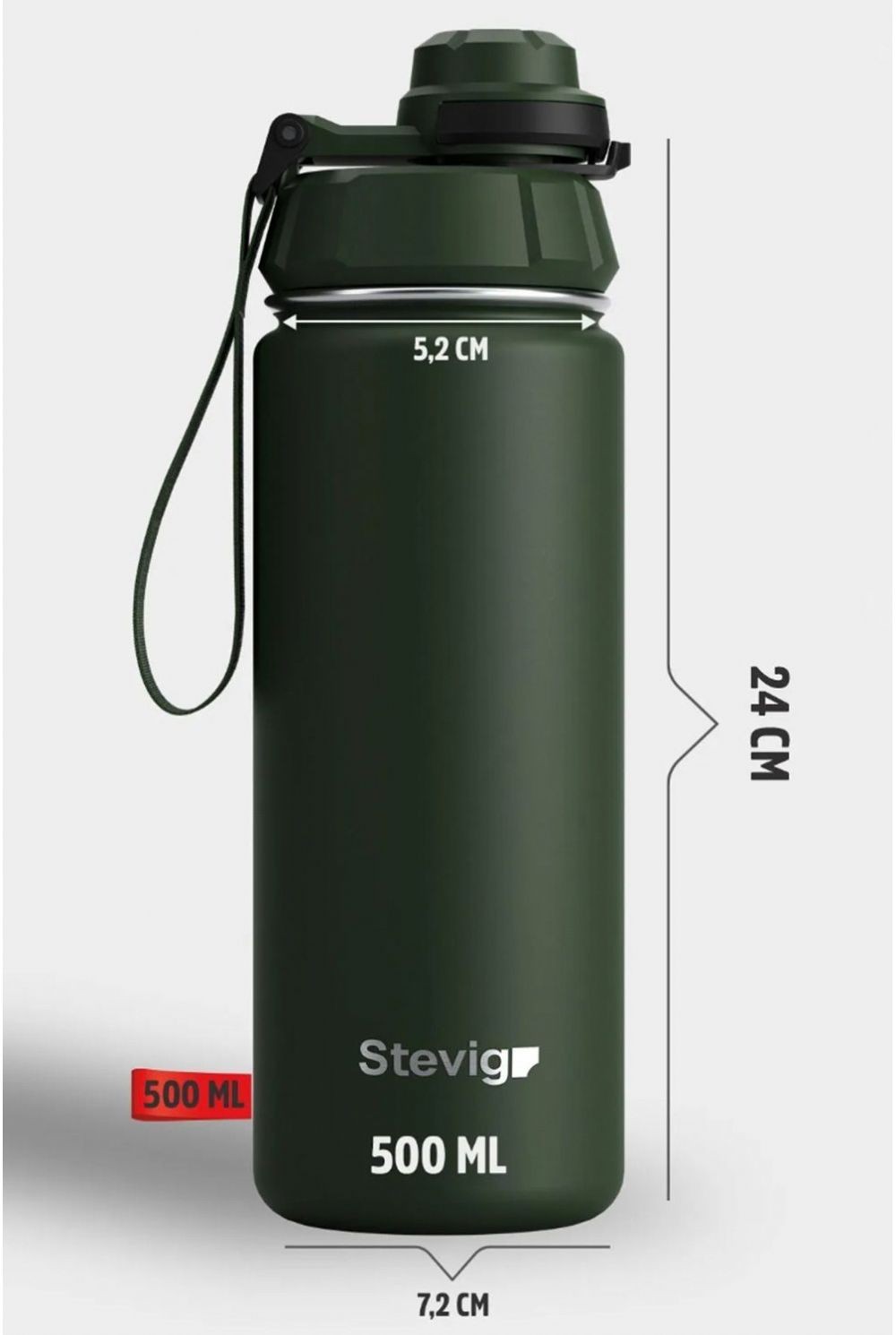 Stevig Çelik Termos Sızdırmaz 500 ml.Green 1 Hand leak Kod: st-208