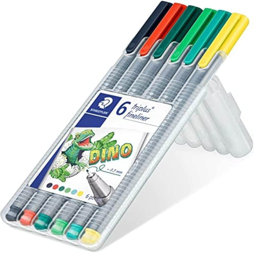 Steadtler Fineliner Triplus 0.3 mm Üçgen Dino 6 lı Kalem Seti / SB6CS1