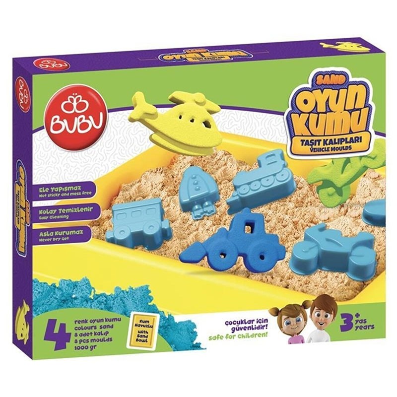 Bu-bu Oyun Kumu Seti 13 Parça Taşıt Kalıplar 1000 Gr.Kod:KU0054