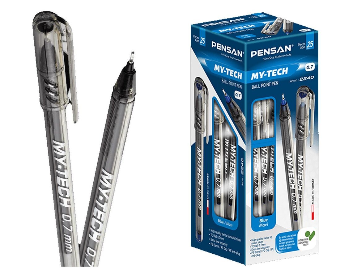 Pensan My-Tech Tükenmez Kalem 0.7 mm Siyah 25 li PAKET