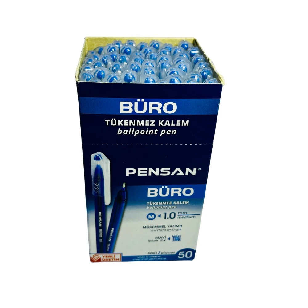 Pensan Büro Tükenmez Kalem 1.0 mm Mavi 50'li Paket (Üretici Kod: 2270)
