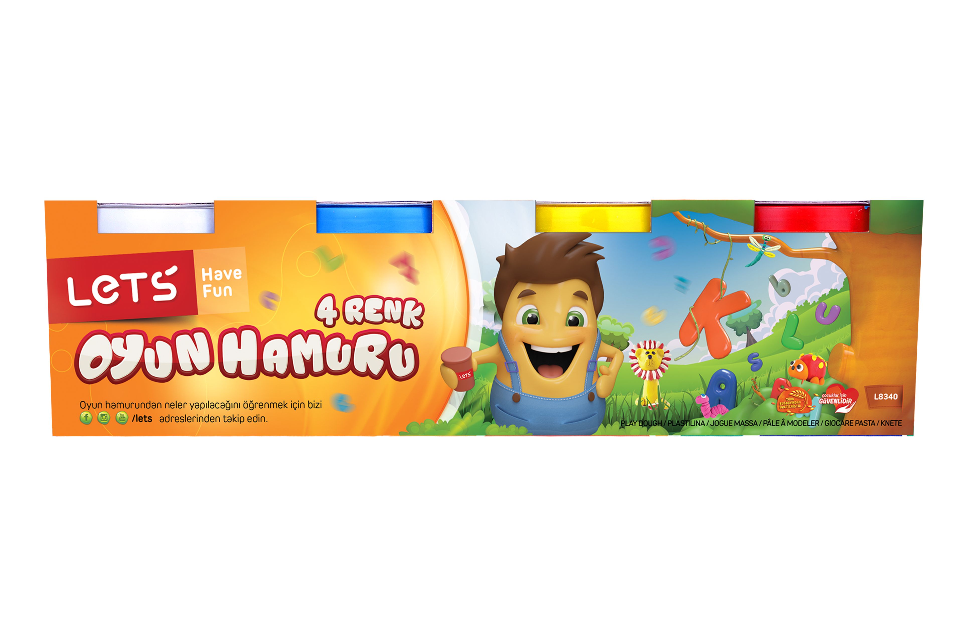 Lets Oyun Hamuru 4 Renk 600 Gr. Kod: L8340
