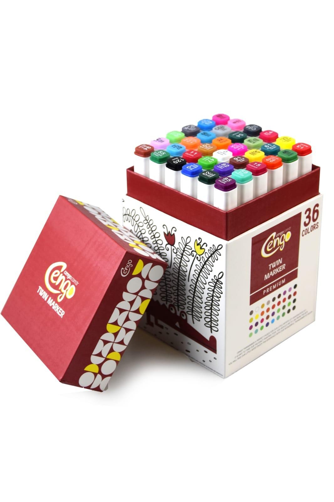 Cengo Twin Touch Marker 36 Renk Premium Çift Taraflı Stantlı Kutulu Kod:CGO-132