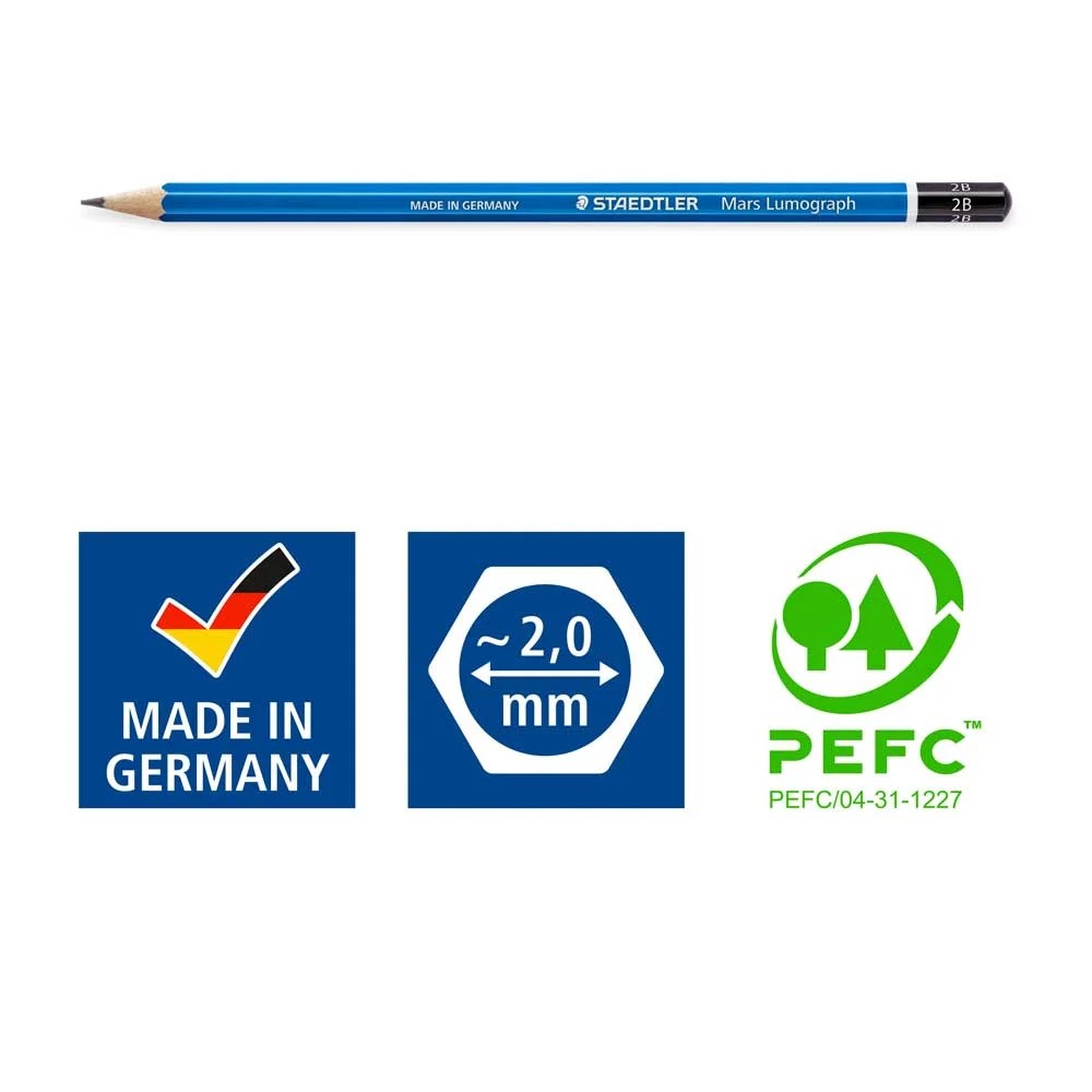 Staedtler Dereceli Resim Kalemi (2B) 1 Adet Mars Lumograph Kod: 100-2B