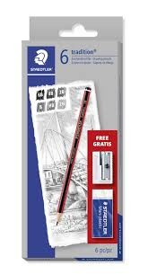 Staedtler Dereceli Resim Kalem Seti 6'lı Mars Tradition (2B-4B-6B-B-HB-2H +Silgi+Kalemtraş)