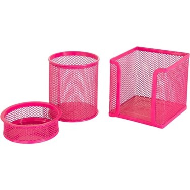Linea Metal Fileli 3'lü Masa Seti Koyu Pembe Kod: 7858C