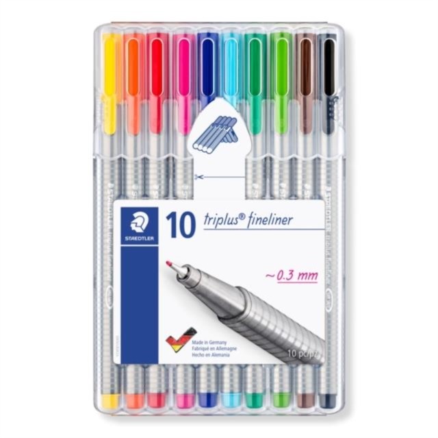 Steadtler Fineliner Triplus 0.3 mm Üçgen 10'lu Kalem Seti / SB10