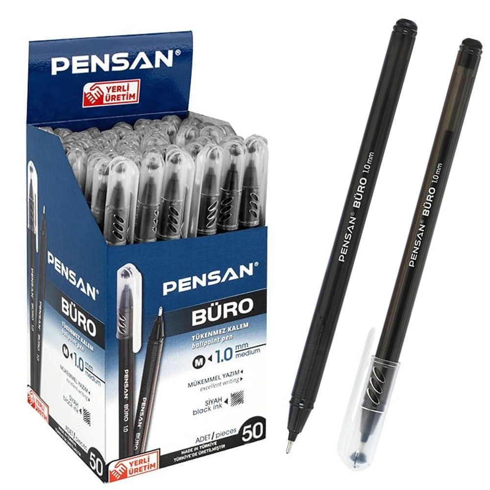 Pensan Büro Tükenmez Kalem 1.0 mm Siyah 50'li Paket (Üretici Kod: 2270)