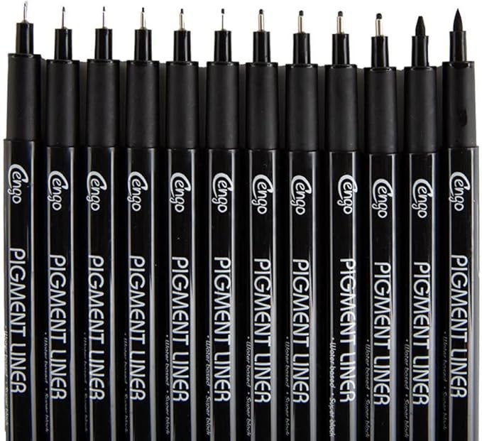 Cengo Teknik Çizim kalemi 12'li Set Pigment Liner Siyah Kod : CGO-191
