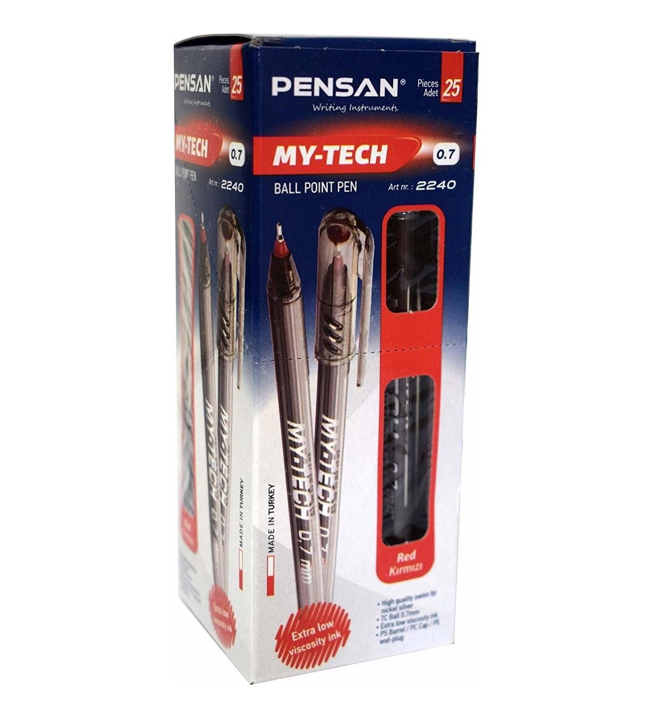 Pensan My-Tech Tükenmez Kalem 0.7 mm Kırmızı 25 li PAKET