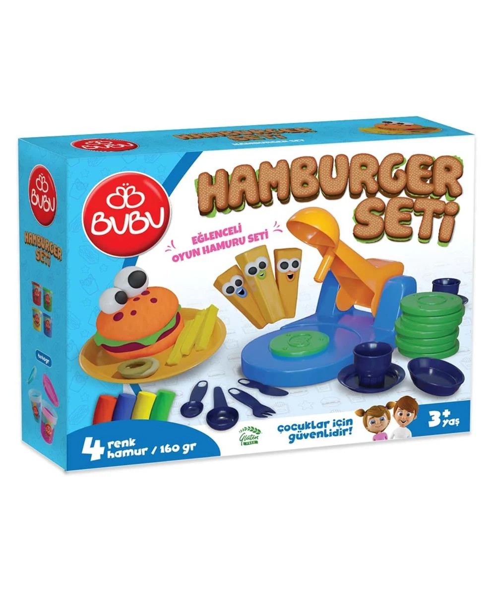 Bu-bu Oyun Hamuru Seti 6 Renk 3D Hamburger Seti Kod: OH0010