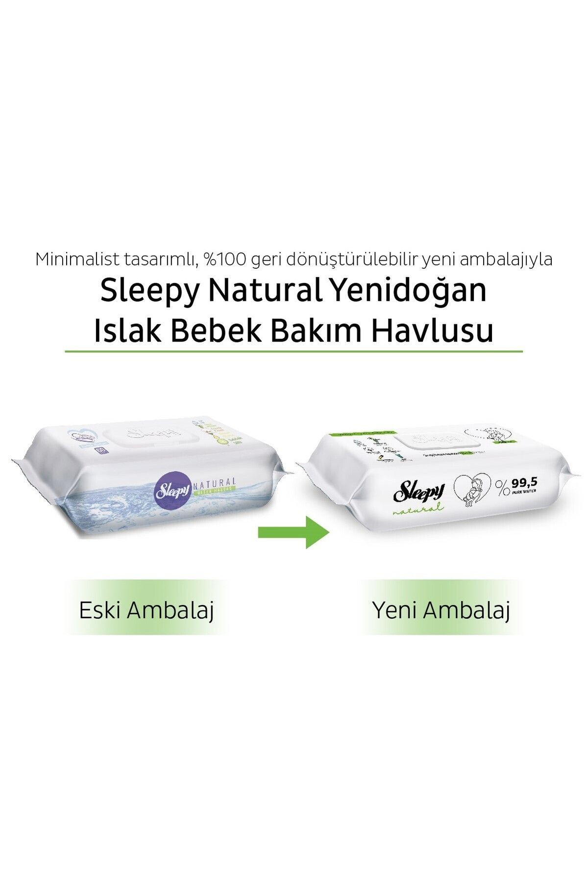 Natural Yenidoğan Islak Bebek Havlusu 60'lı X 6 Adet