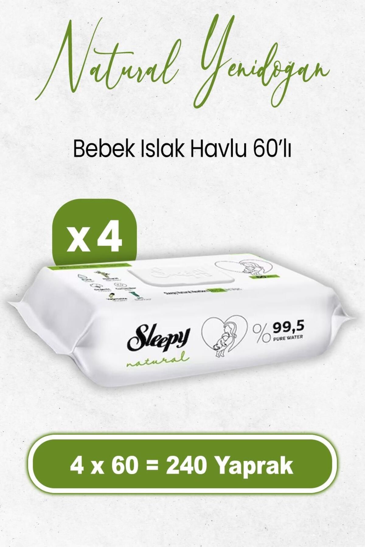 Natural Yenidoğan Islak Bebek Havlusu 60 X 4 Adet (240 YAPRAK)