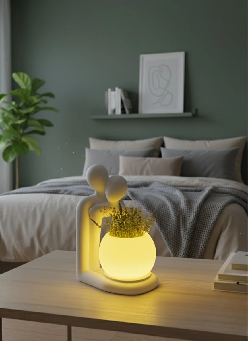 Lofony Love serisi ışıklı saksı & figür (RGB)