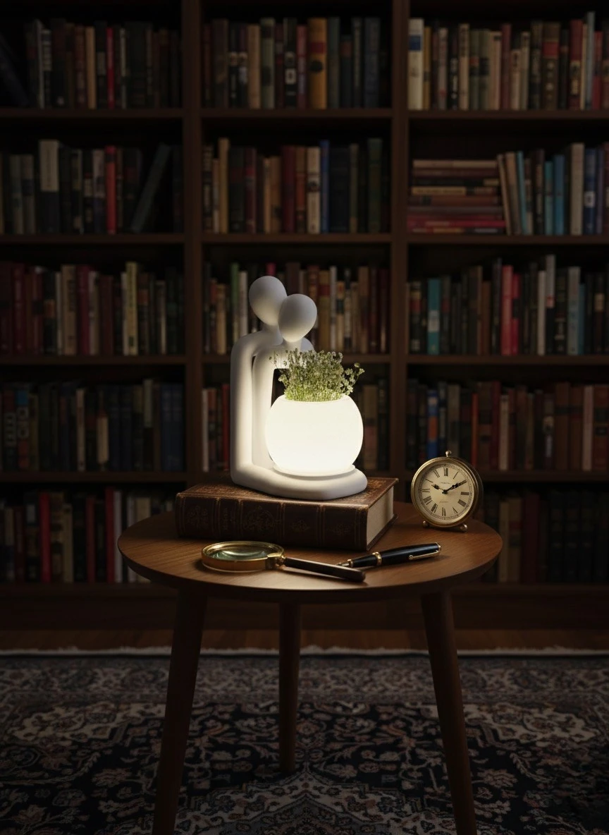 Lofony Love serisi ışıklı saksı & figür (Gün Işığı)