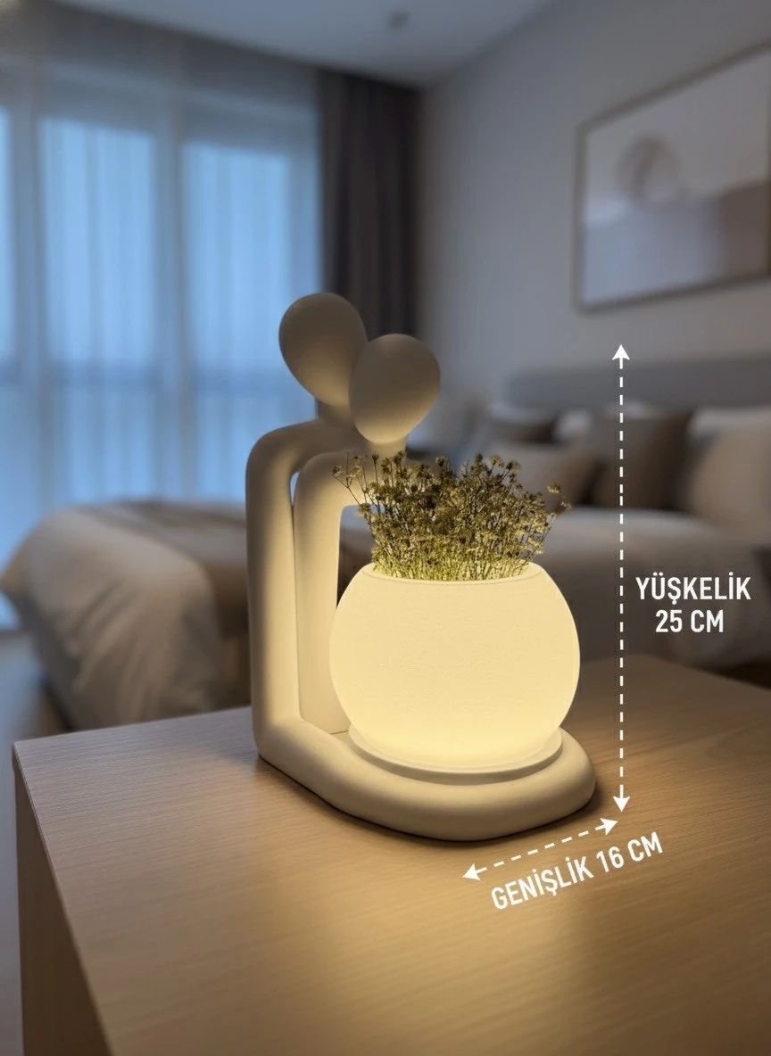 Lofony Love serisi ışıklı saksı & figür (Gün Işığı)