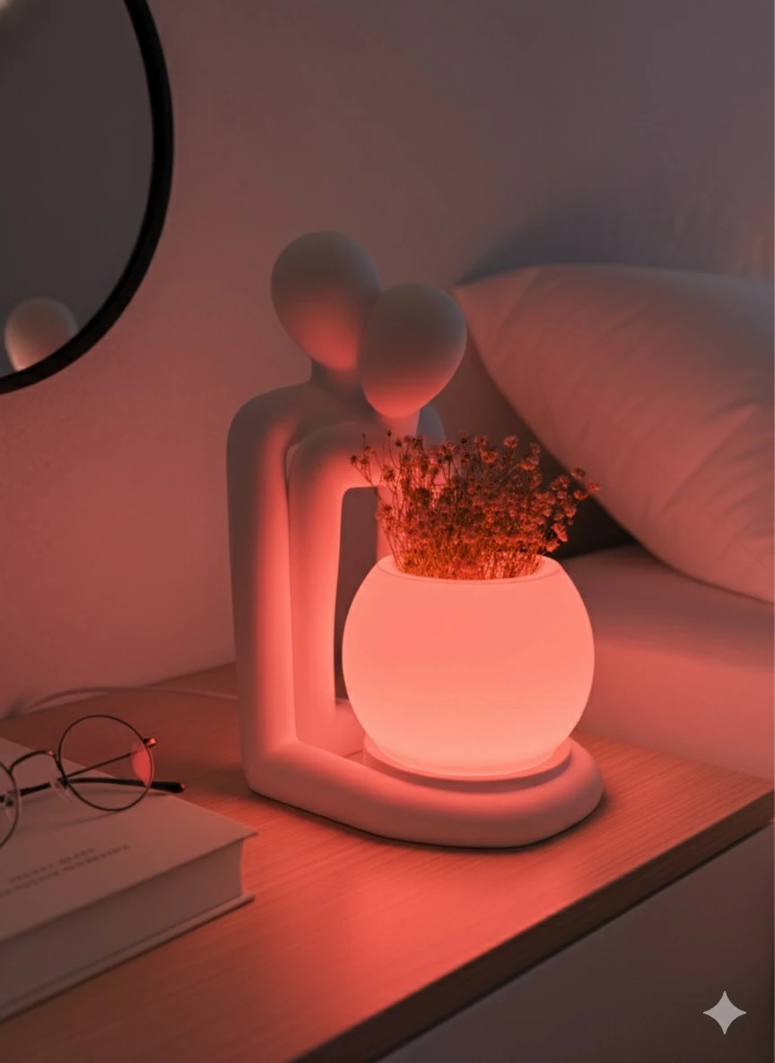 Lofony Love serisi ışıklı saksı & figür (RGB)