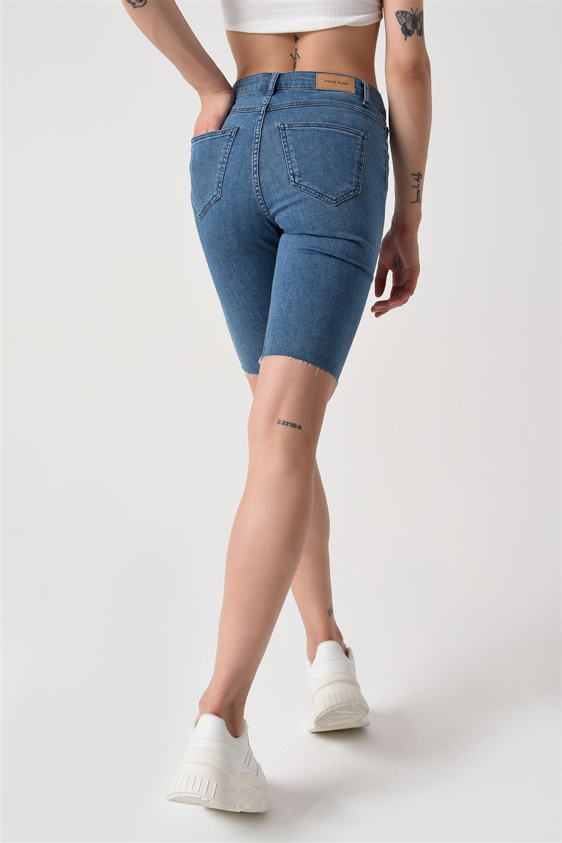 Denim Bermuda Şort Mavi