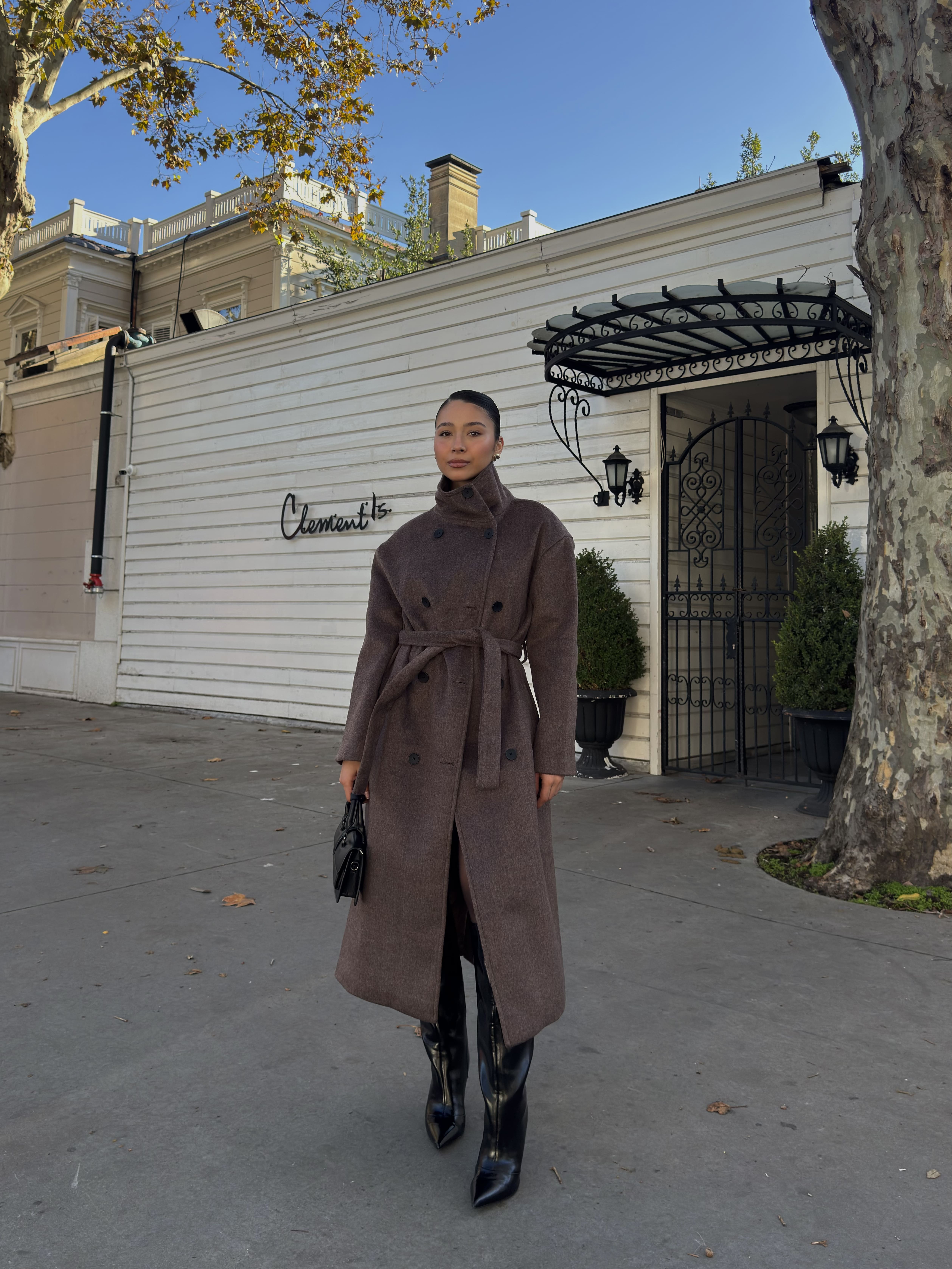 Dik Yaka Kaşe Kaban - Acı Kahve