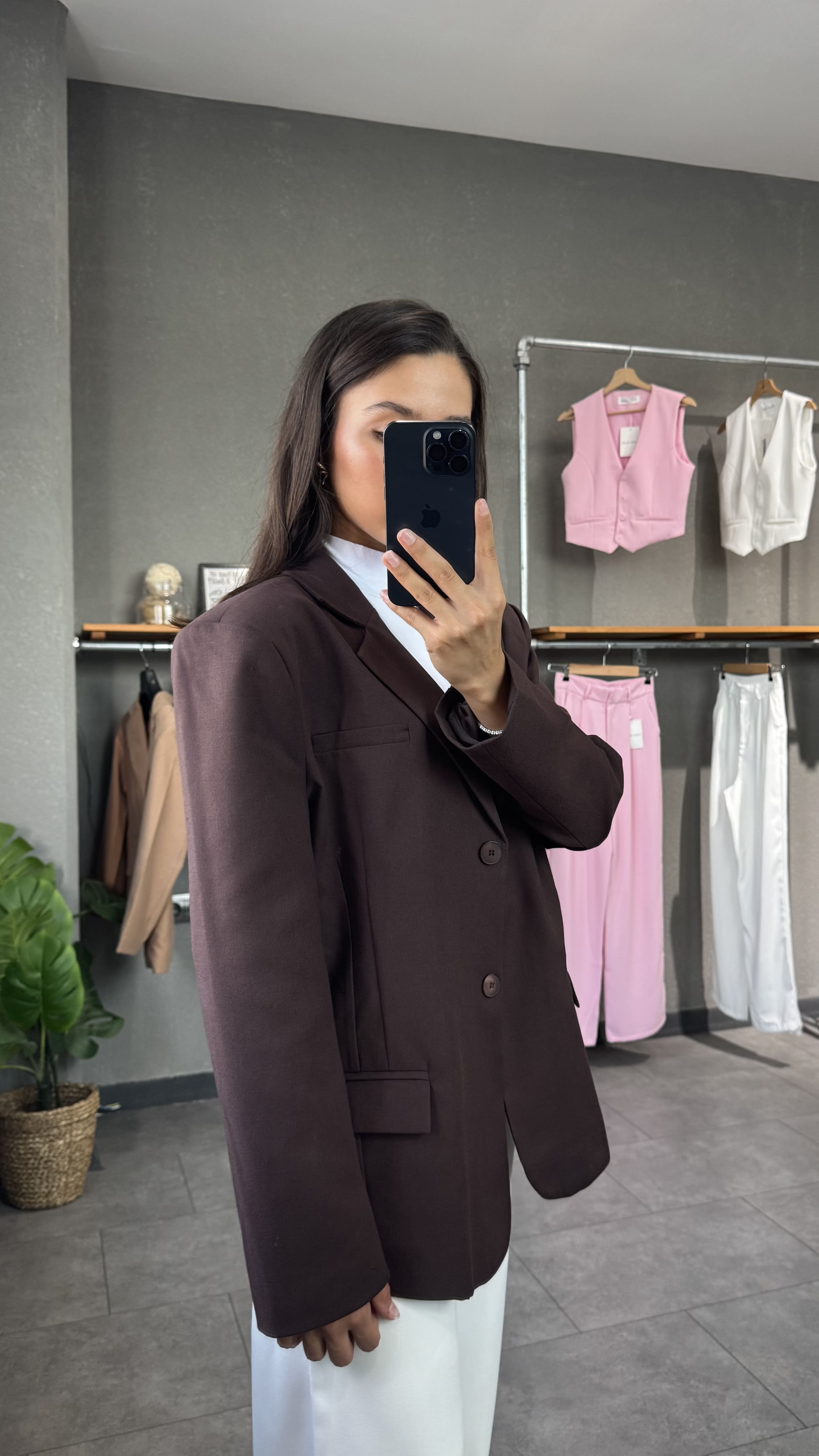 Oversize Kadın Kahve Blazer Ceket