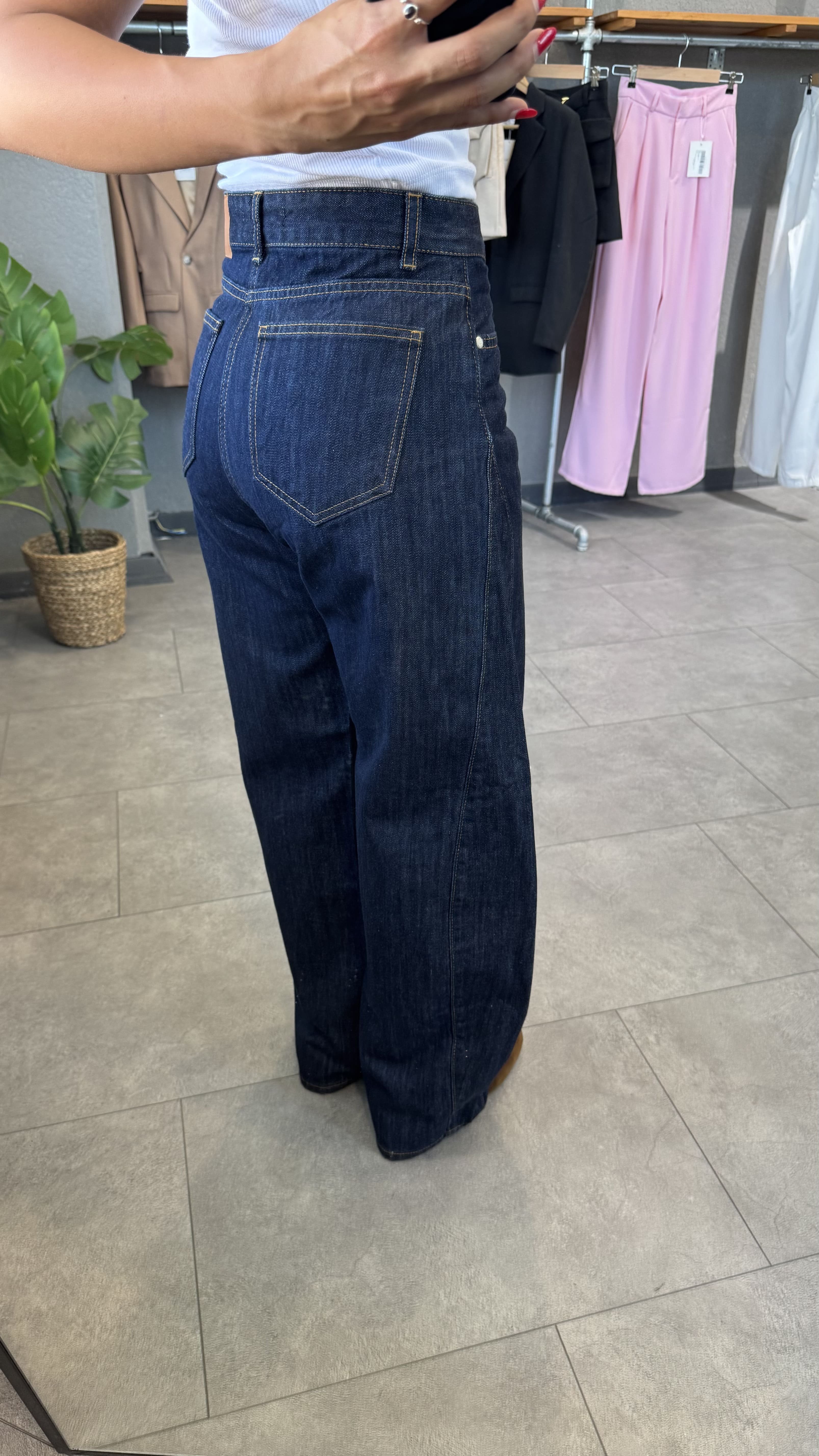 Yüksek Bel Rins Yıkama Balon Jean