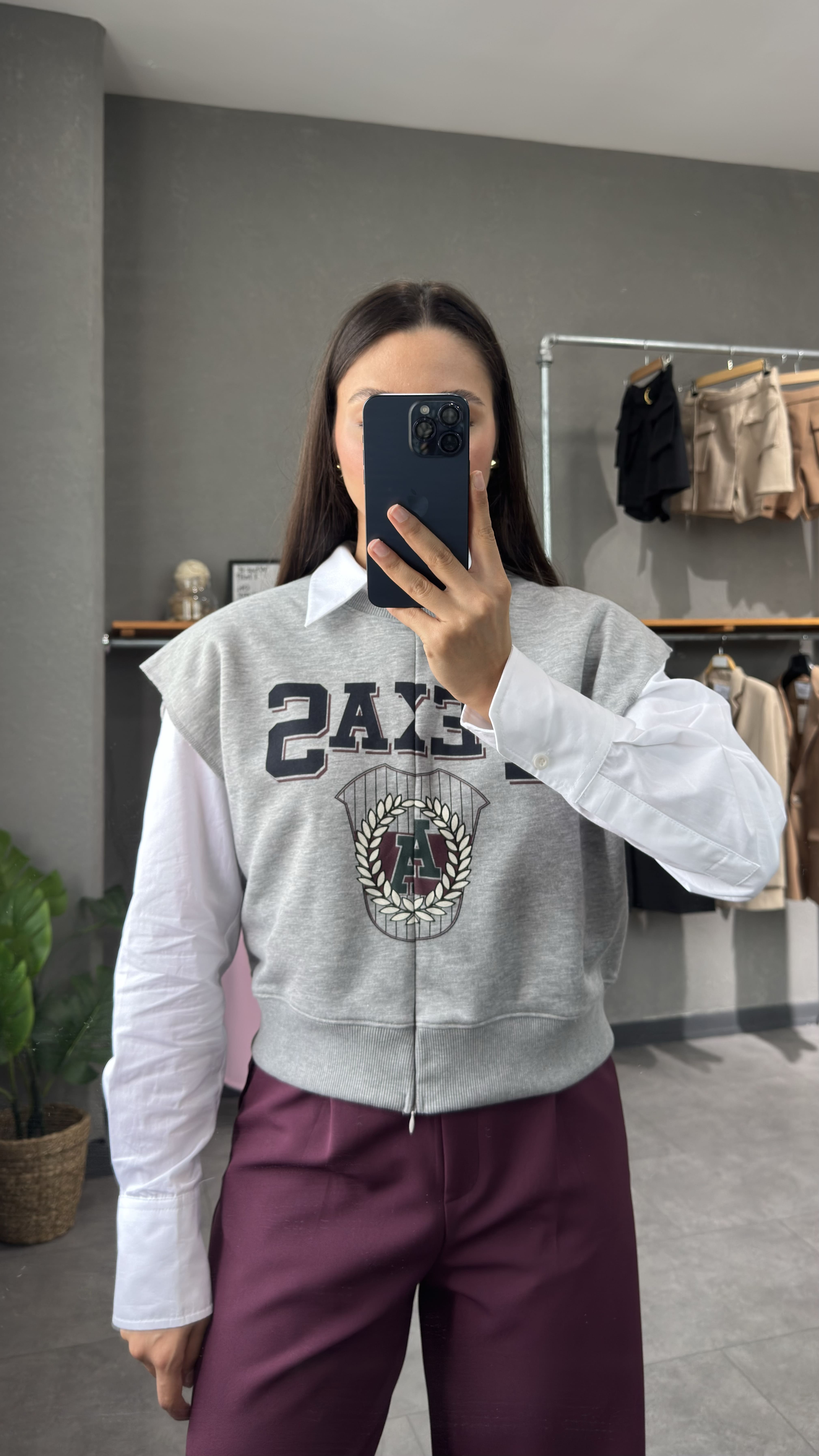 Baskı Detaylı Kolsuz Sweatshirt