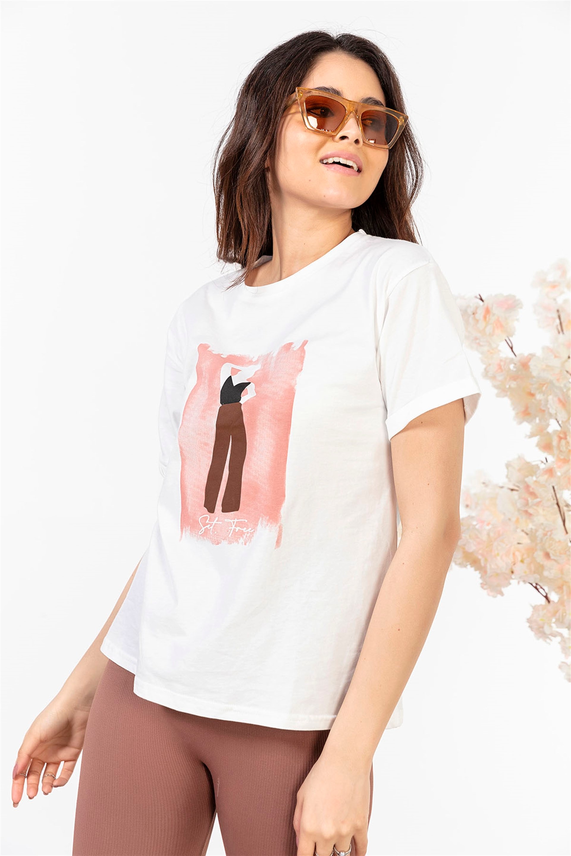 Beyaz Baskılı T-shirt