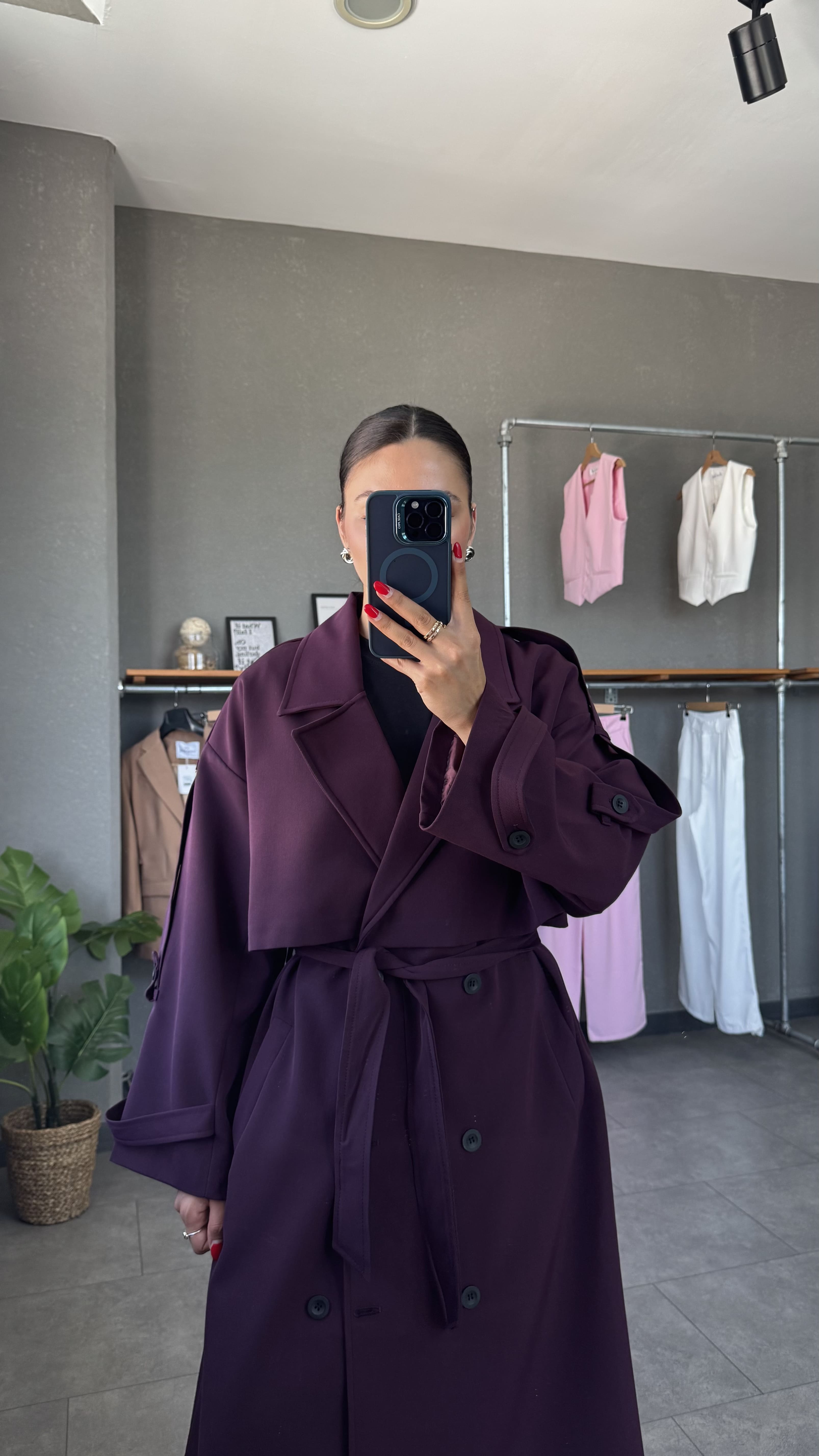 Oversize Premium Uzun Kadın Trençkot