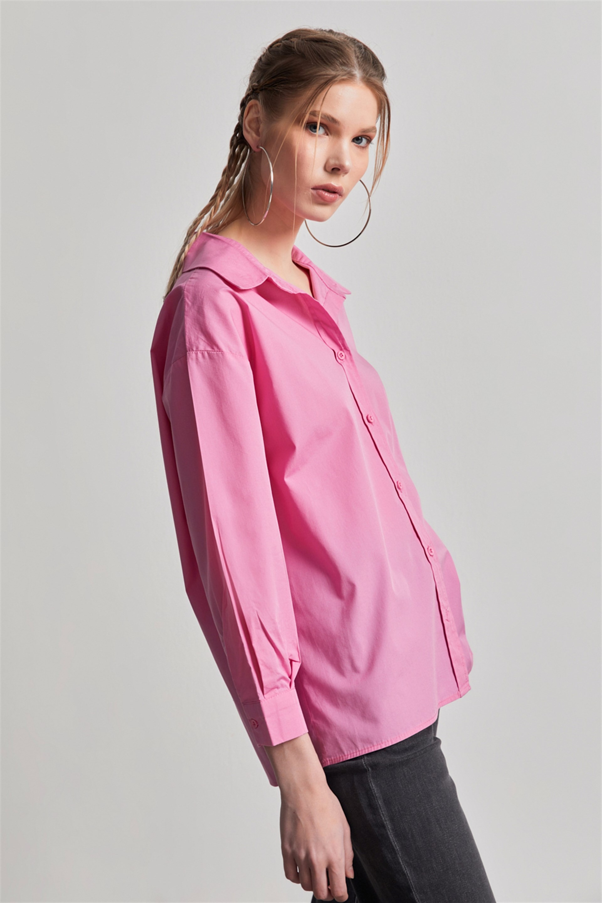 Oversize Pembe Gömlek