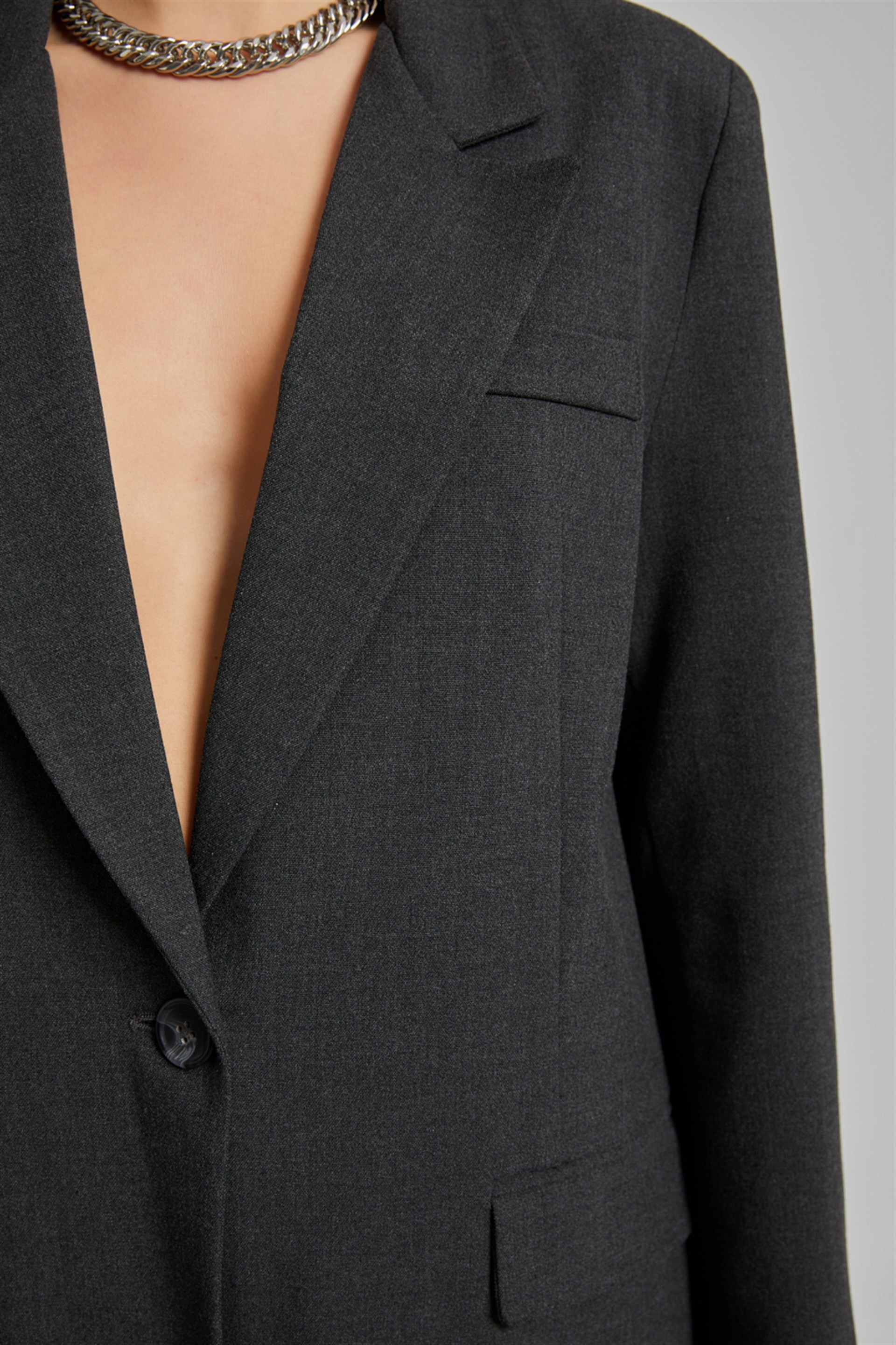 Antrasit Desenli Astarlı Blazer Ceket