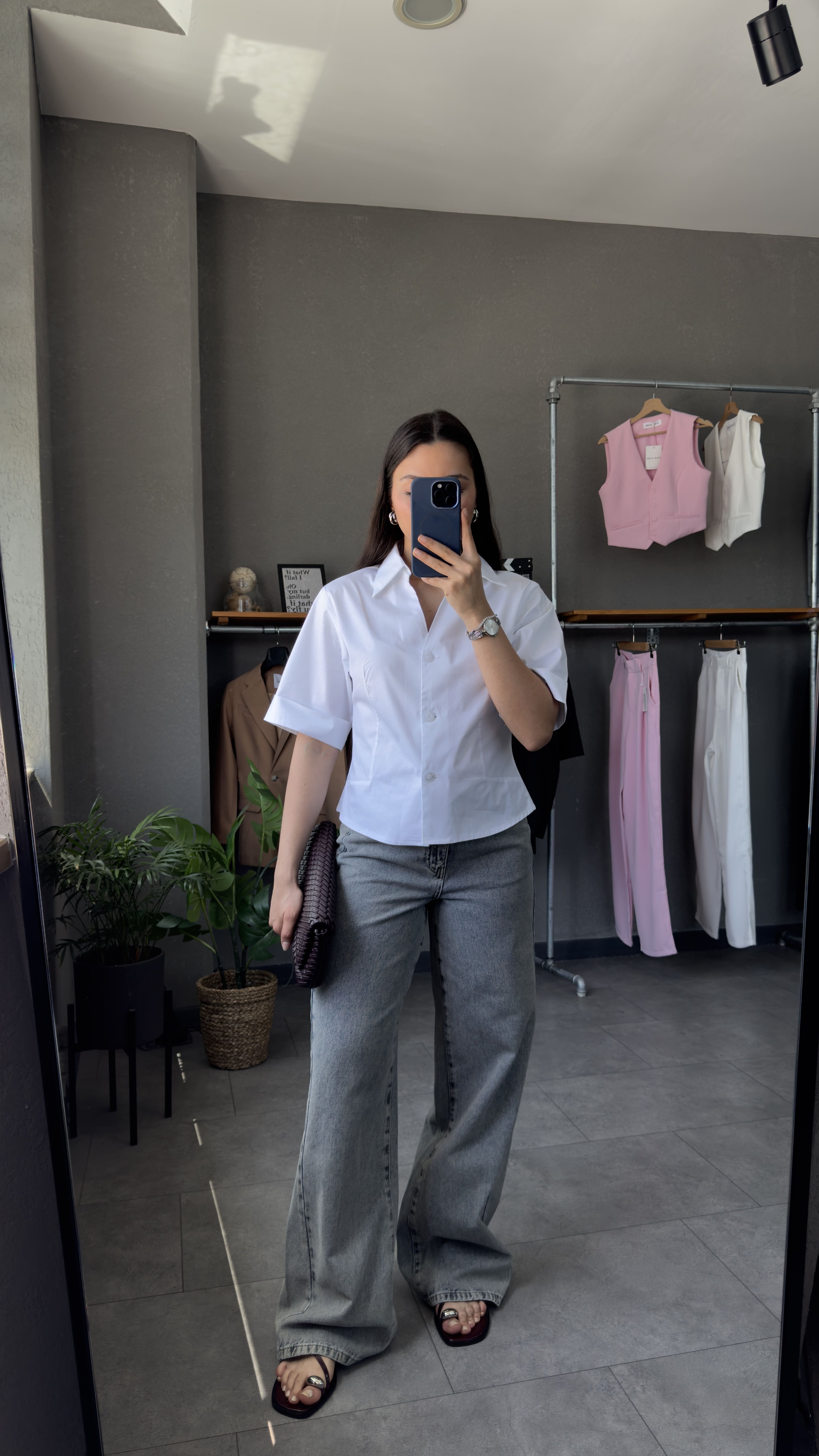 Yüksek Bel Wide Leg Mavi Kadın Jean
