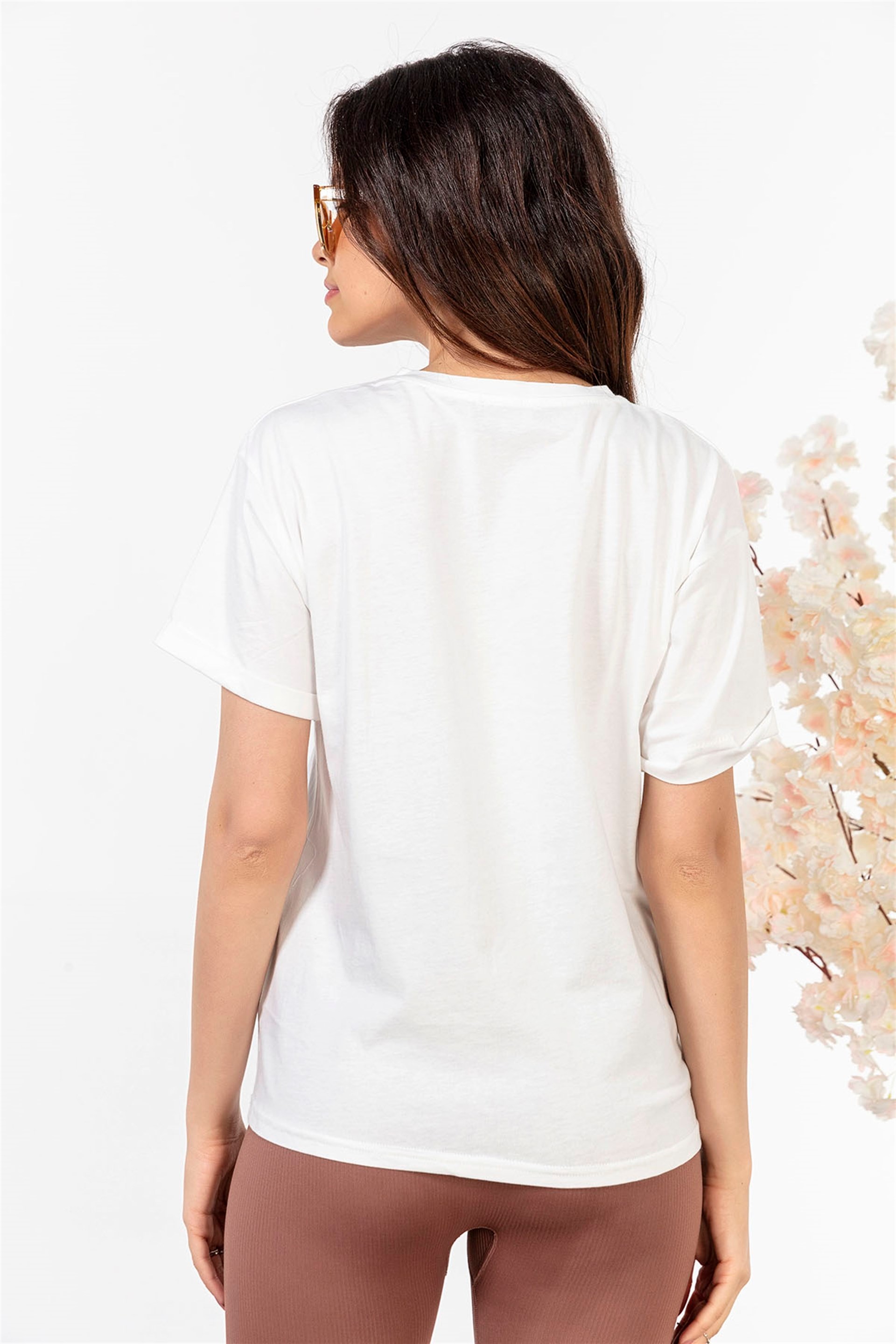 Beyaz Baskılı T-shirt