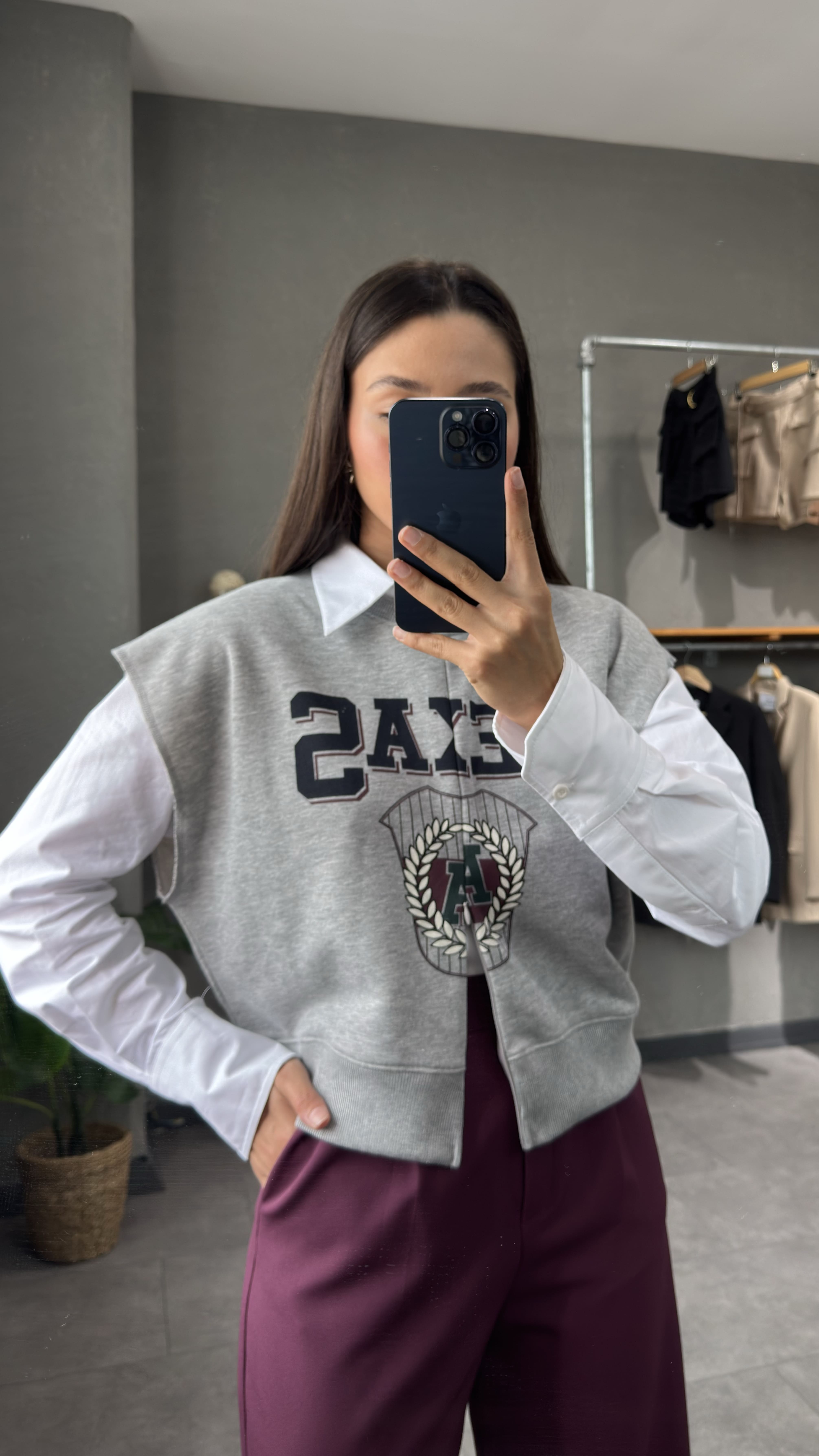 Baskı Detaylı Kolsuz Sweatshirt