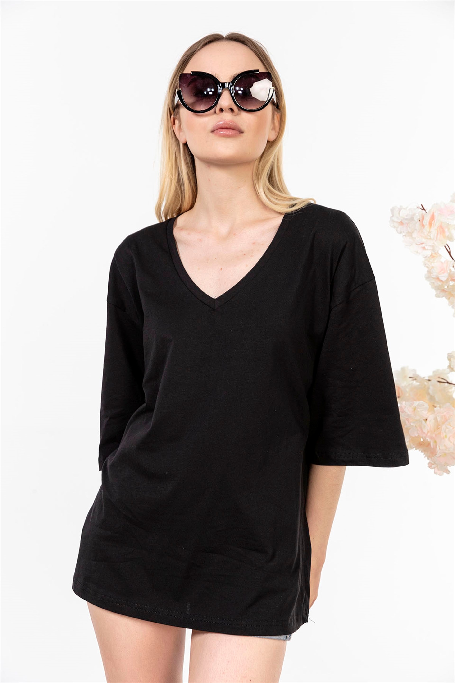V Yaka Oversize T-shirt