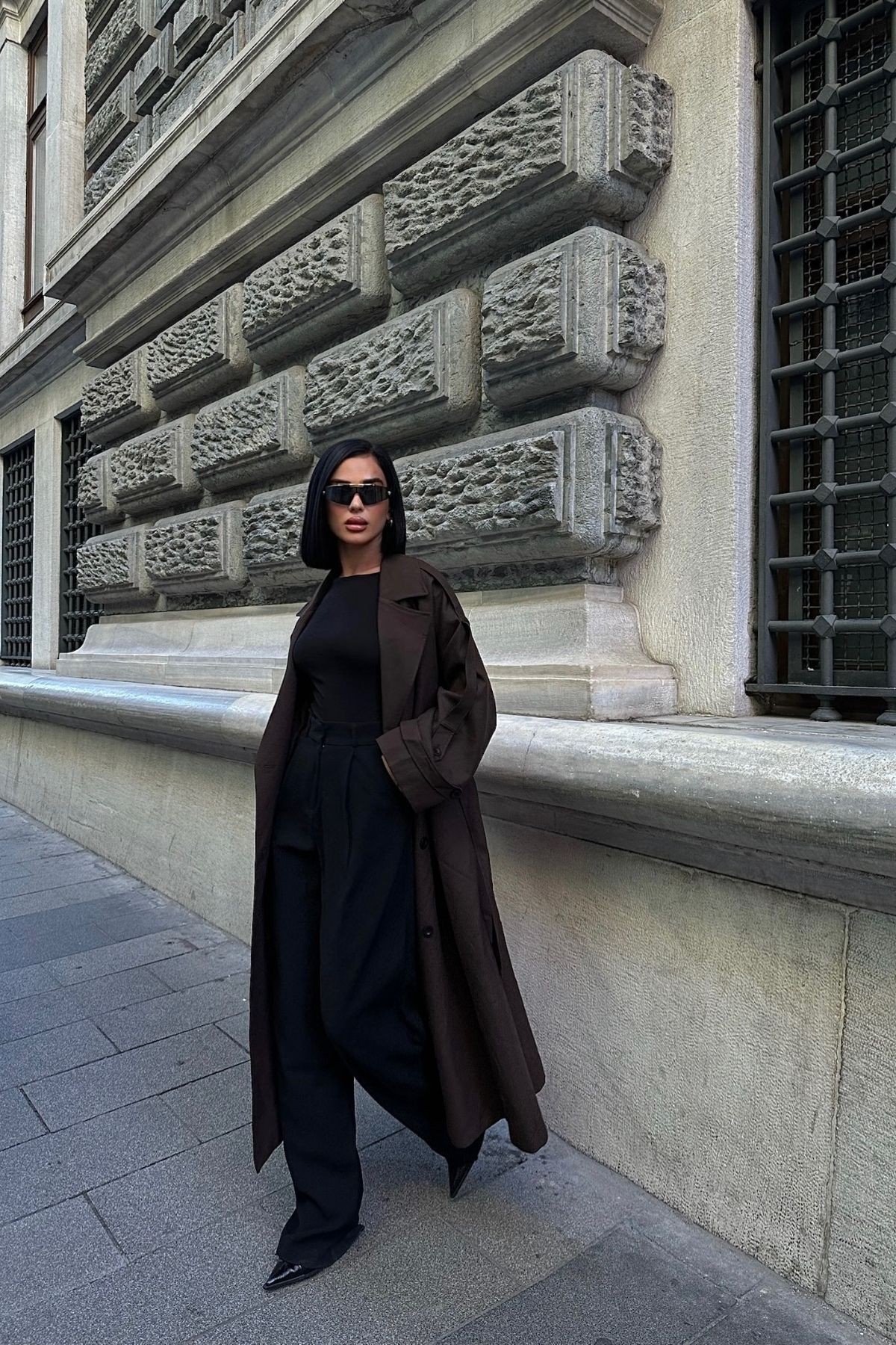 Oversize Premium Uzun Kadın Trençkot