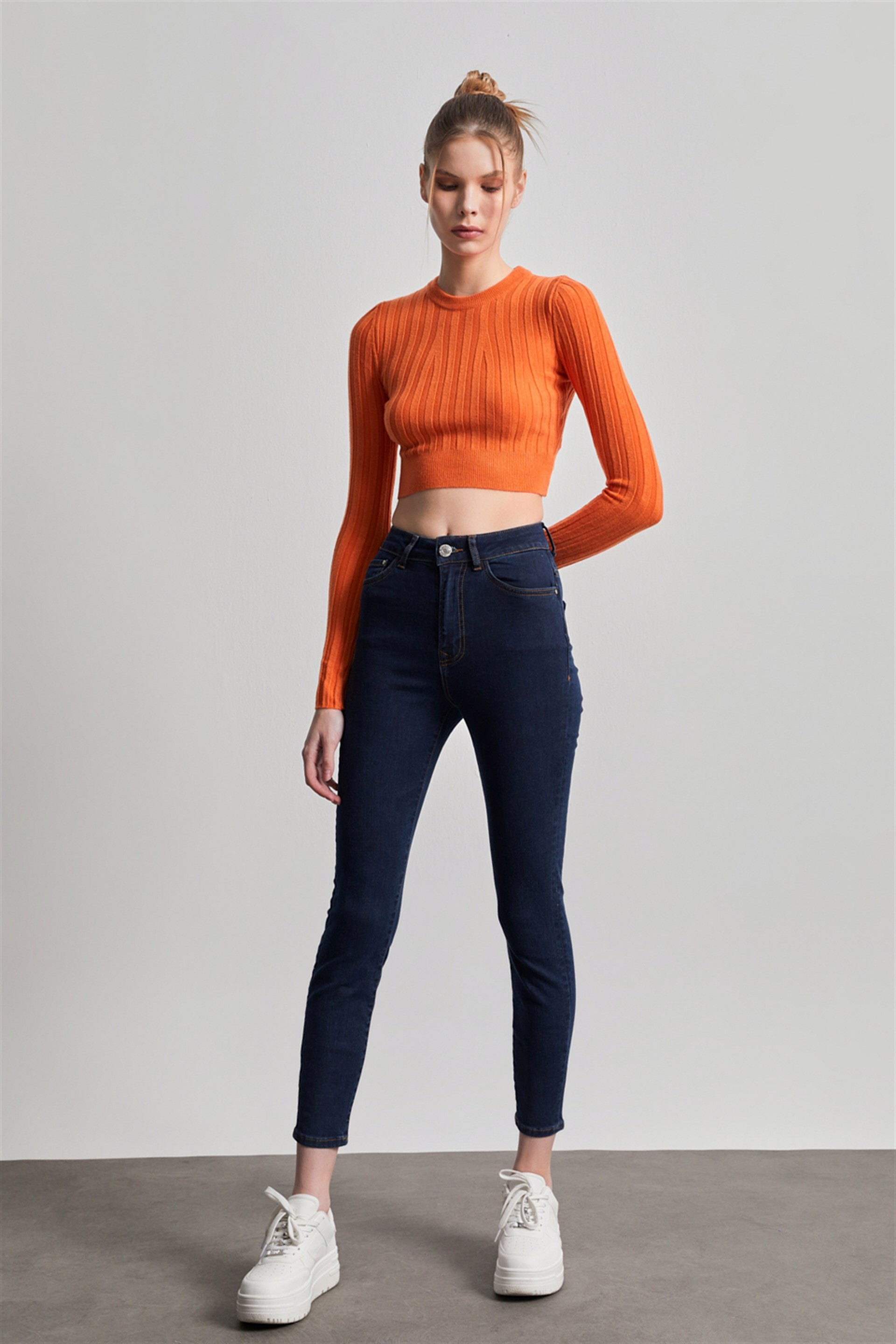 Kadın Lacivert Süper Yüksek Bel Skinny Jean