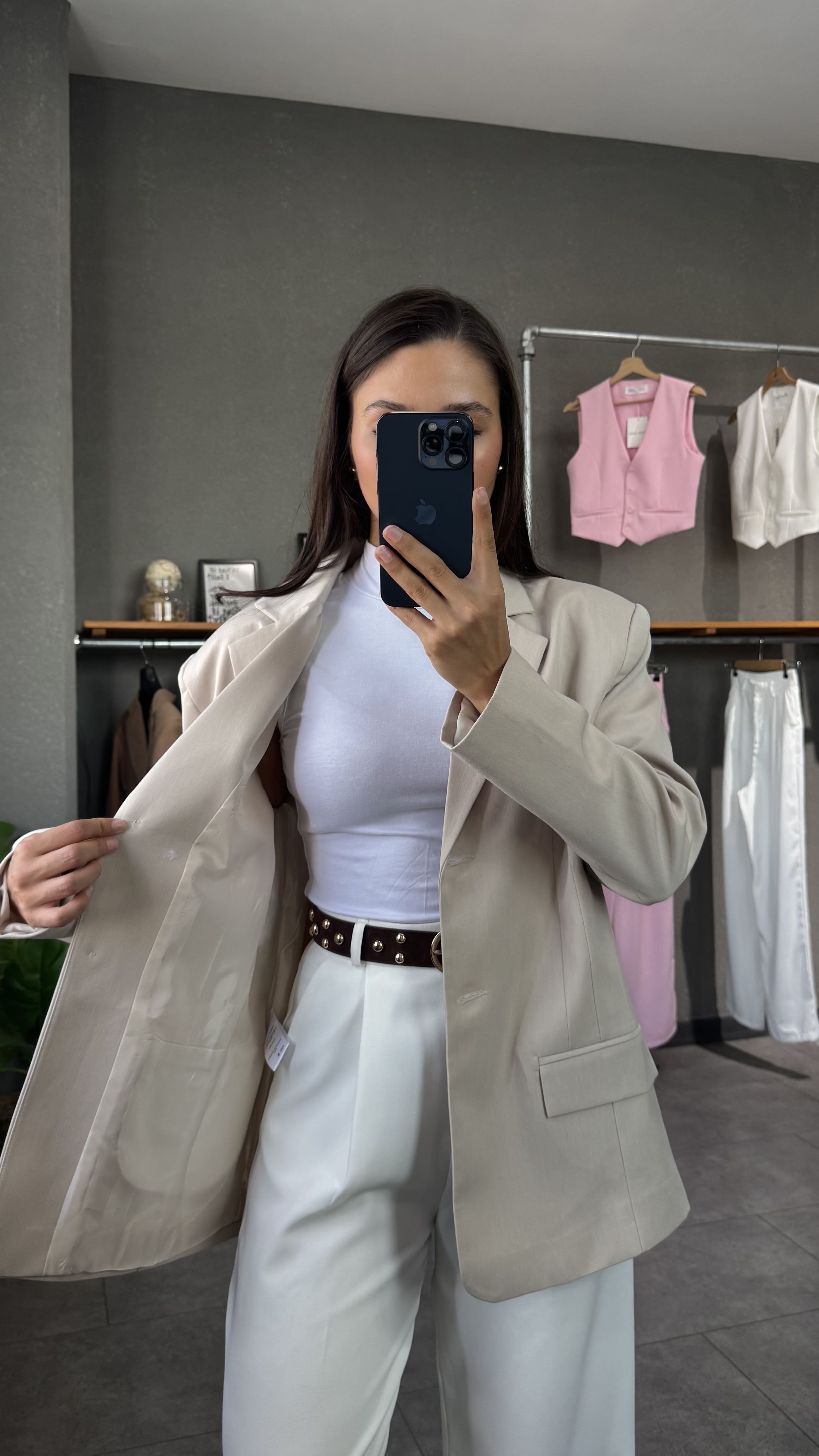 Vatkalı Oversize Taş Kadın Blazer Ceket