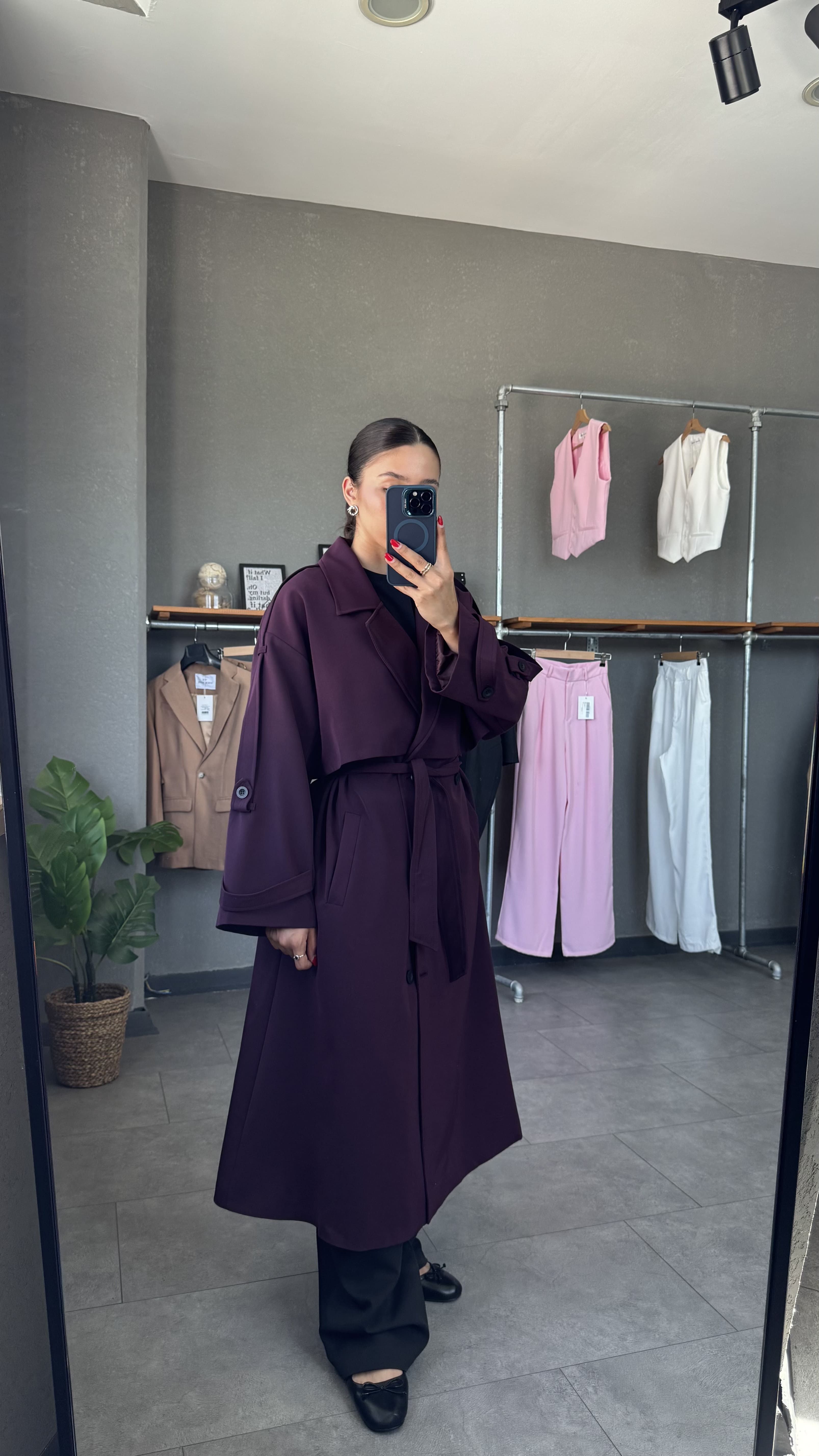 Oversize Premium Uzun Kadın Trençkot