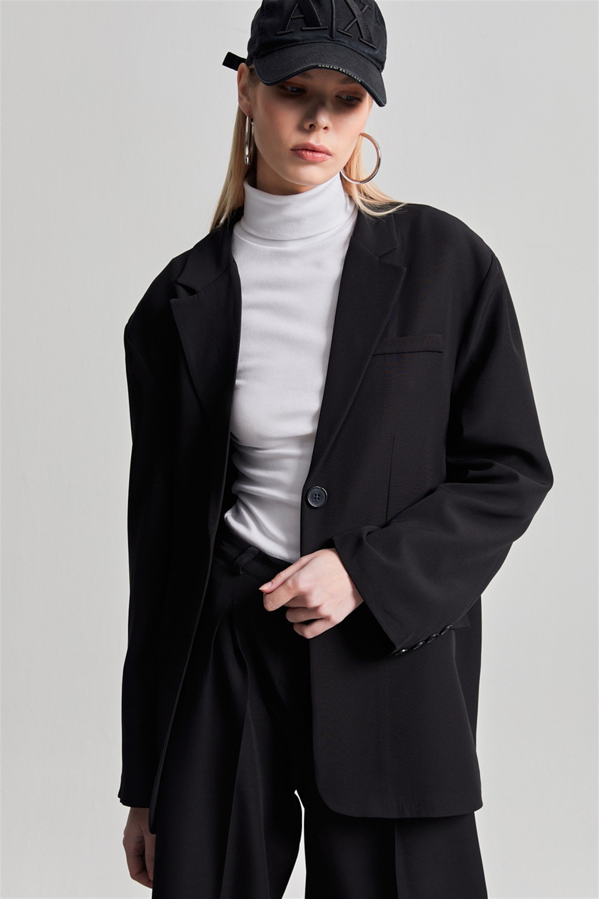 Kadın Siyah Oversize Blazer Ceket