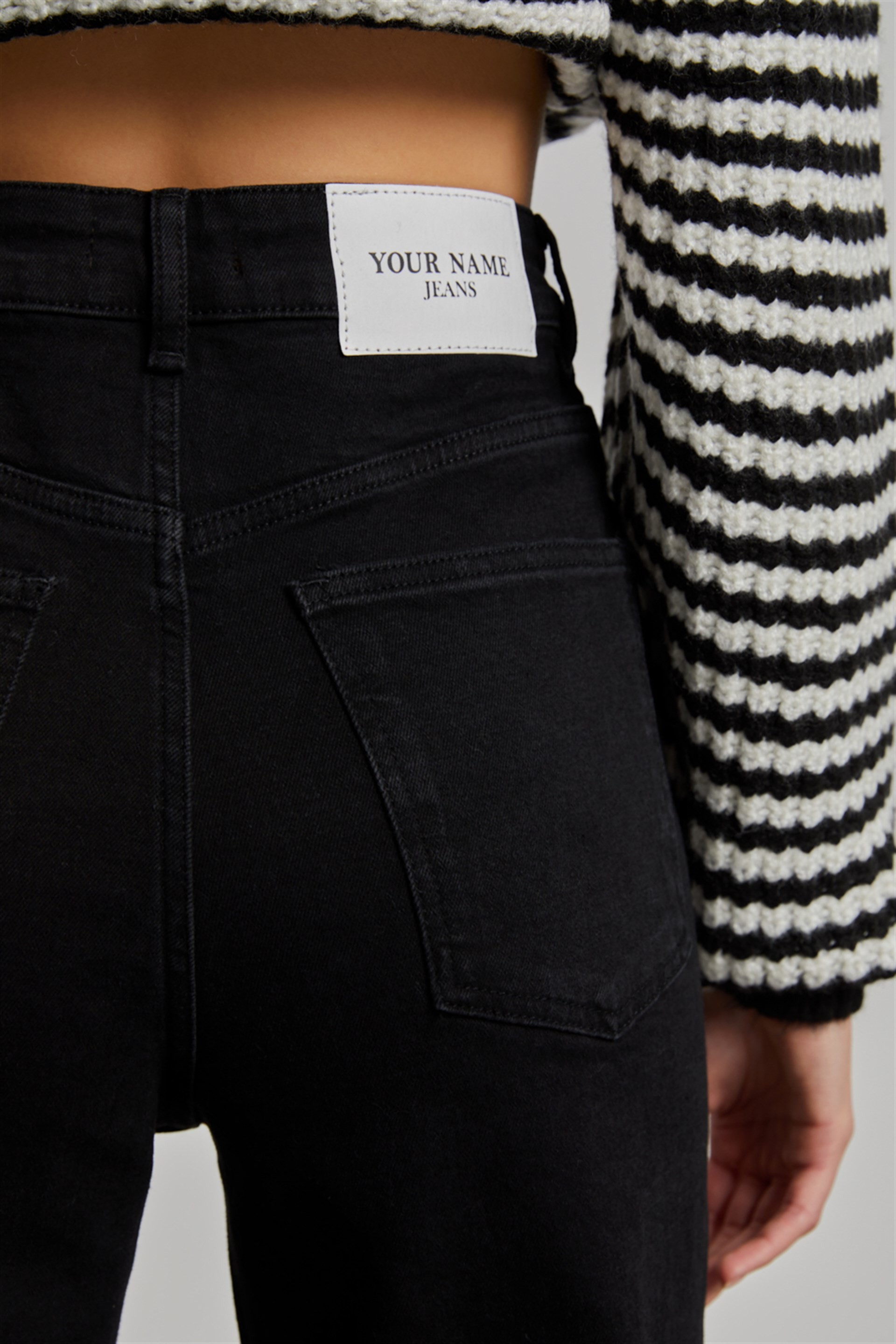 Kadın Siyah Yüksek Bel Wide Leg Signature Jean