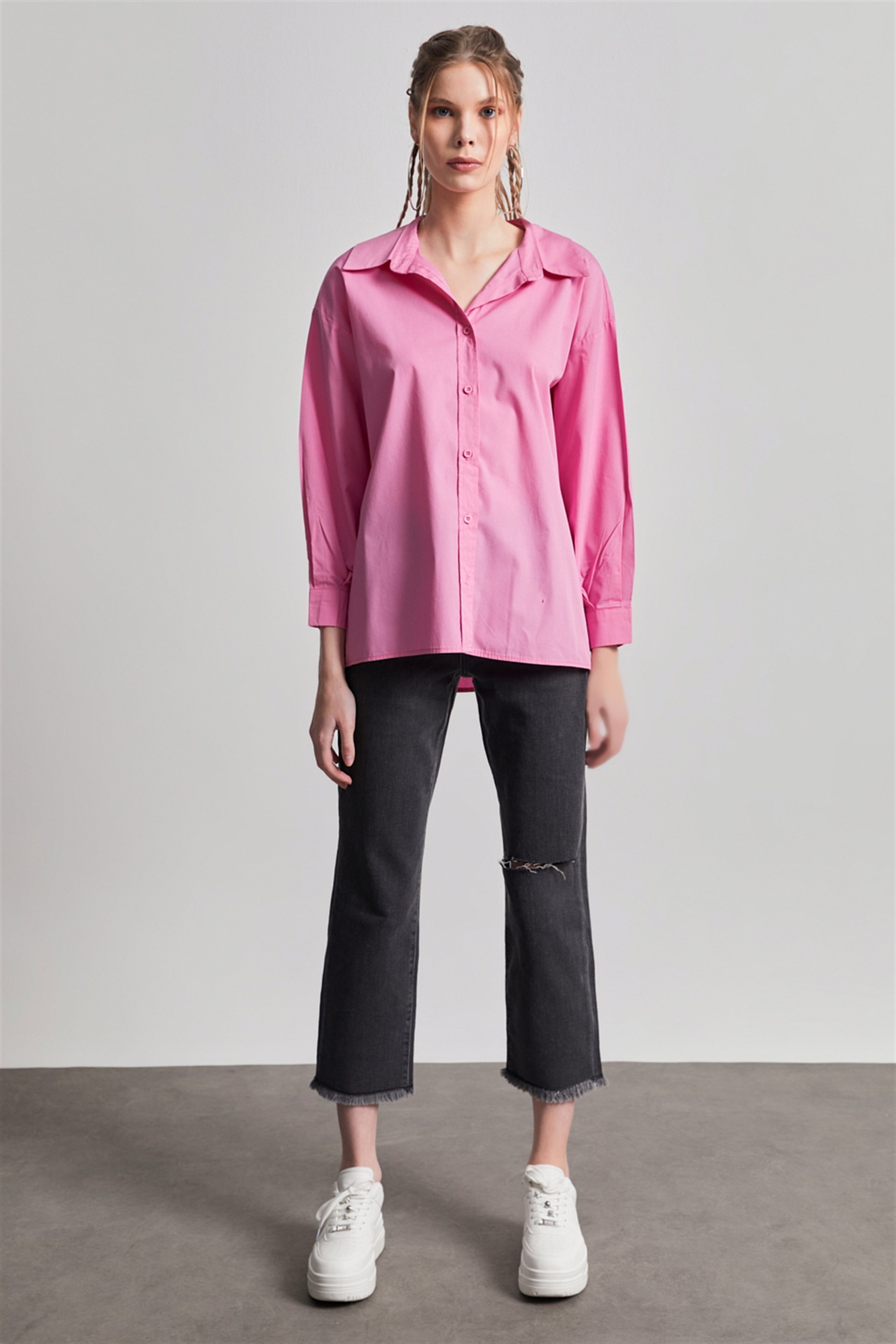 Oversize Pembe Gömlek