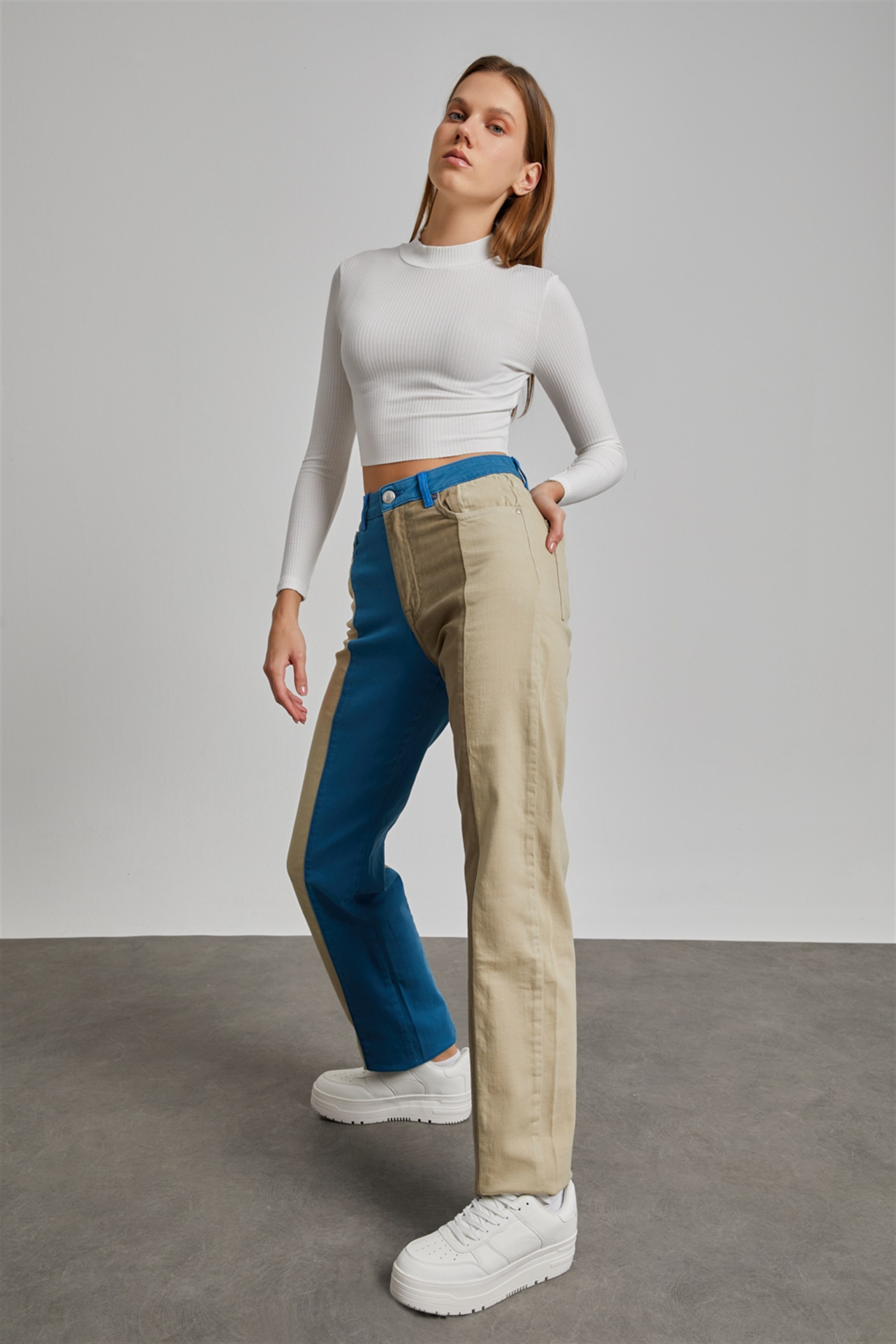 Kadın Parçalı Regular Lapis Pantolon