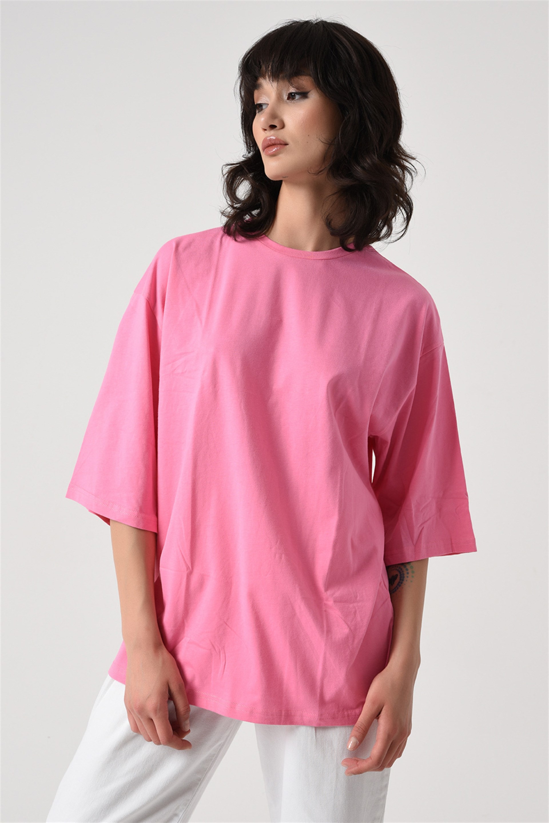 Oversize T-shirt Şeker Pembe