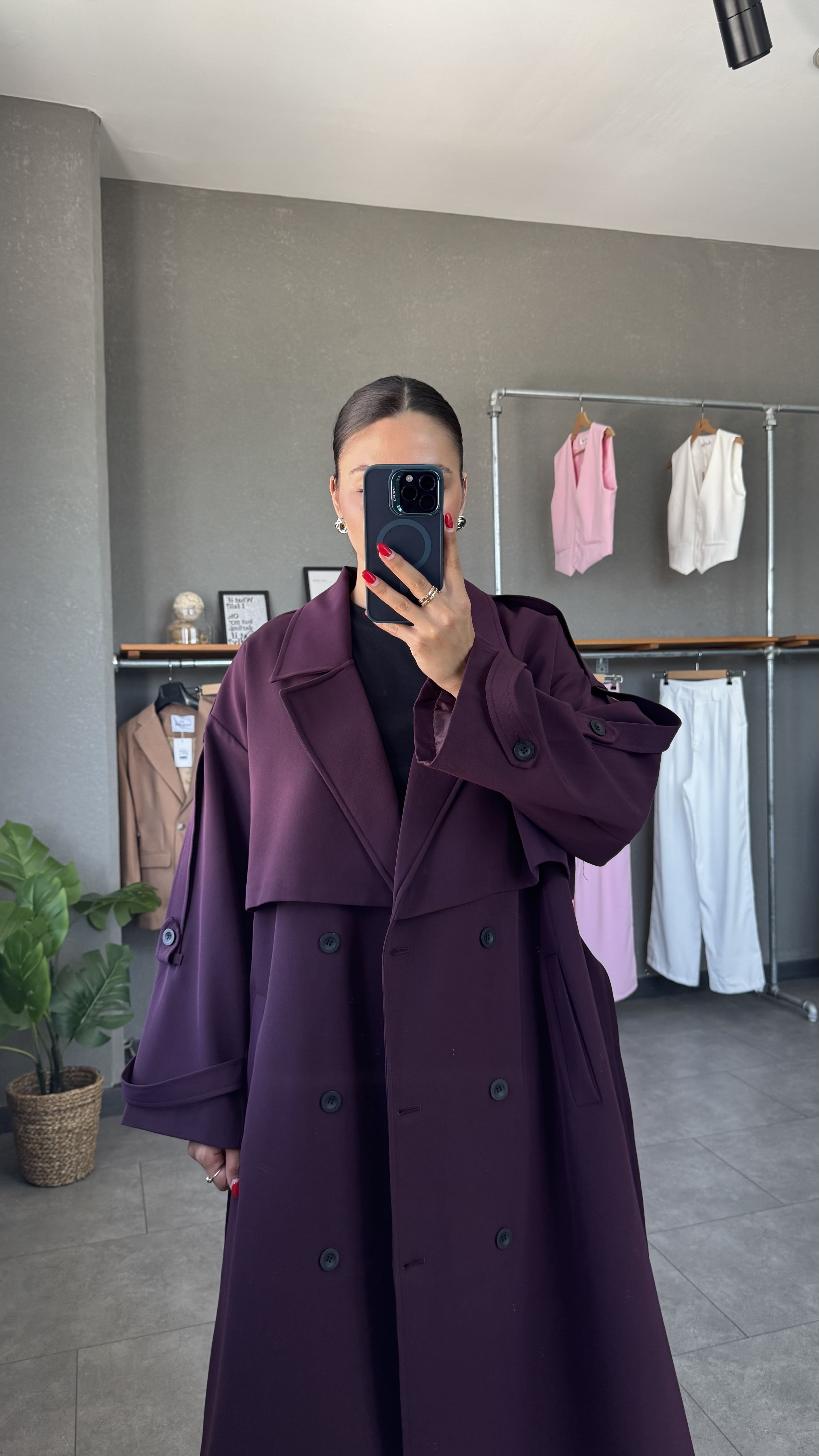 Oversize Premium Uzun Kadın Trençkot