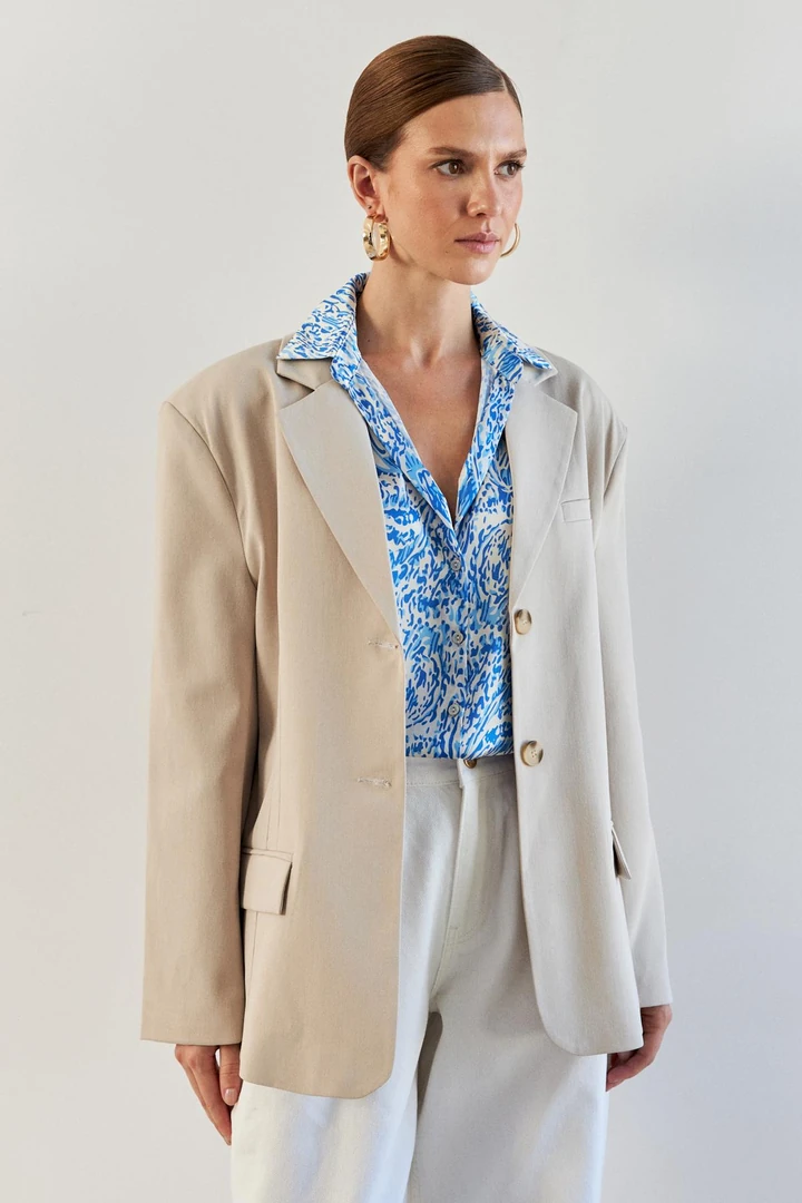 Vatkalı Oversize Taş Kadın Blazer Ceket